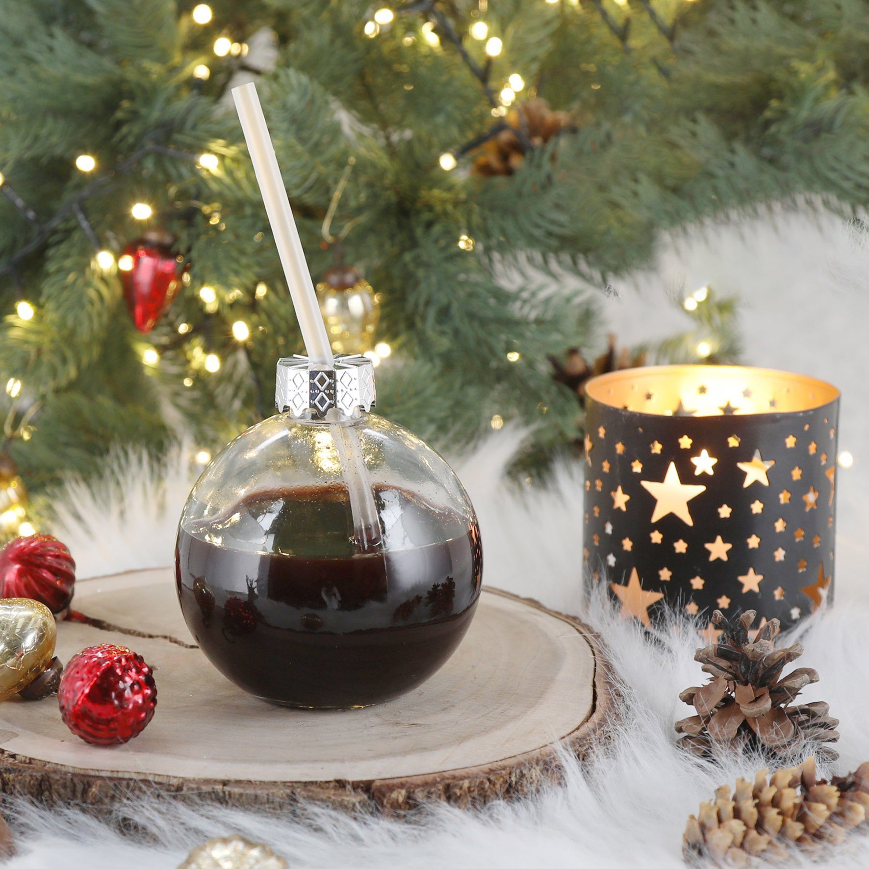 Spetebo Cocktailglas Christbaumkugel Trinkglas 400 ml