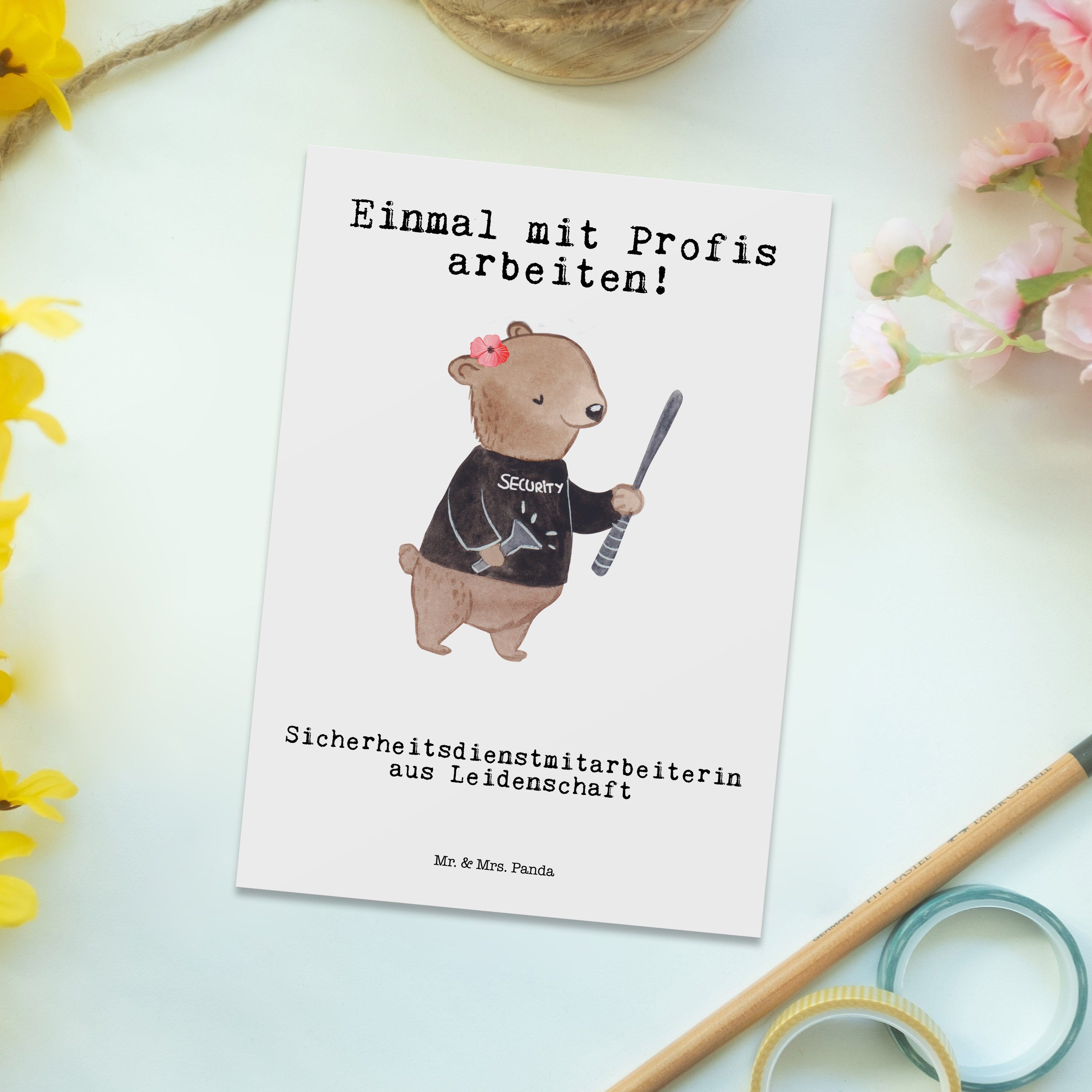 Mr. & Mrs. Sicherheitsdienstmitarbeiterin Geschenk, - Panda Weiß aus Ge - Postkarte Leidenschaft