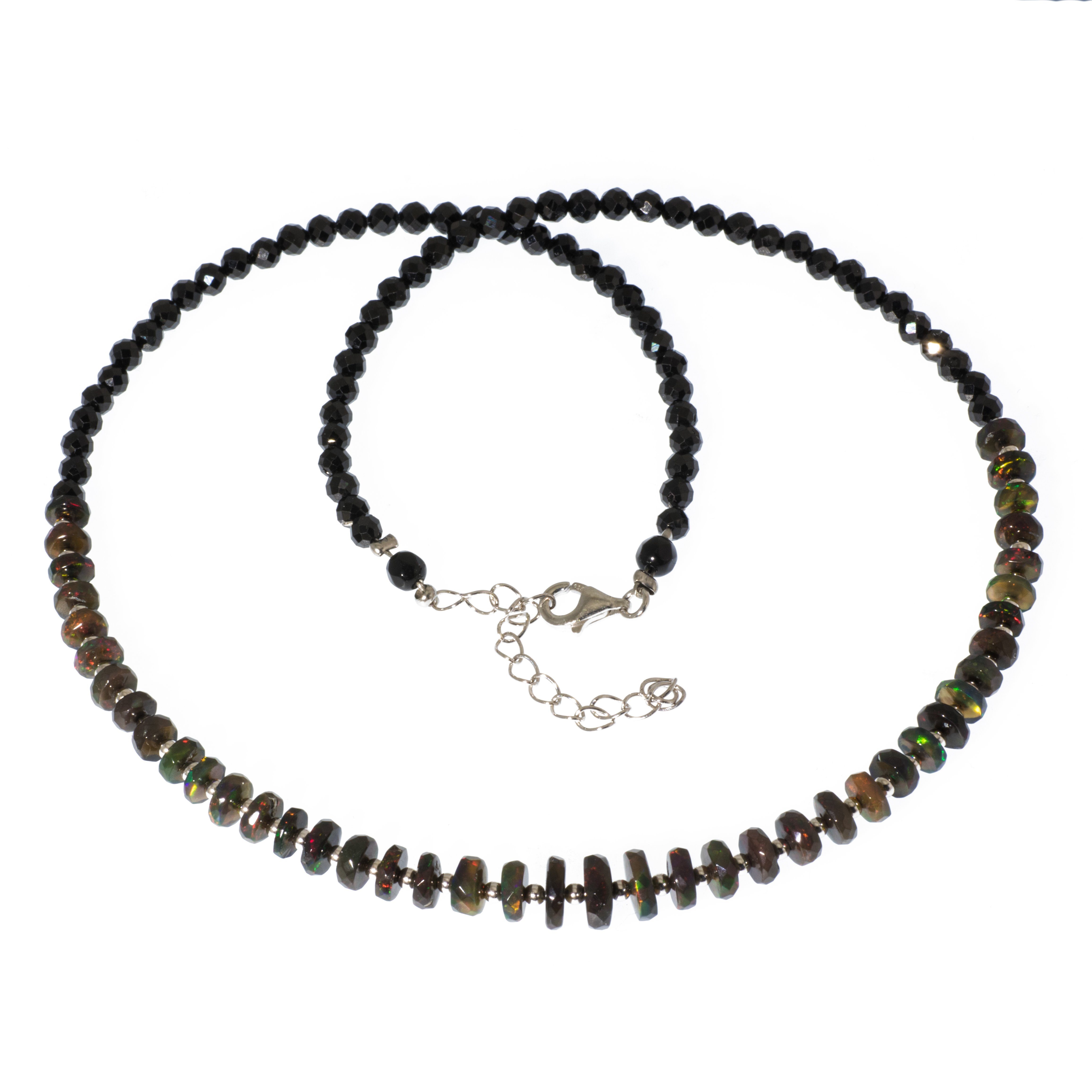 Schwarz Perlen, mit Carina aus echter Opal Opal Silber Perlenkette Kette Äthiopien Spinell und Bella
