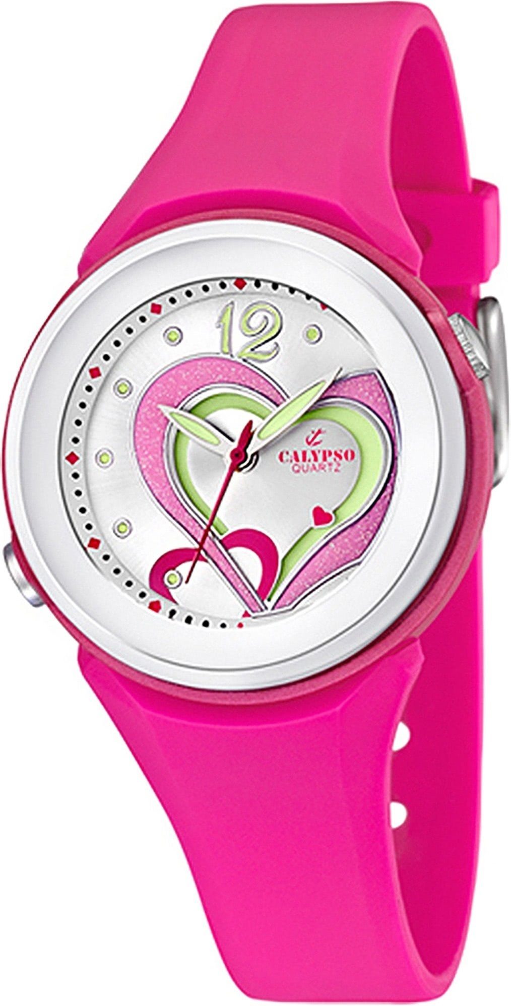CALYPSO WATCHES Quarzuhr Calypso Damen Uhr K5576/5 Kunststoffband, (Analoguhr), Damen Armbanduhr rund, PURarmband pink, Fashion