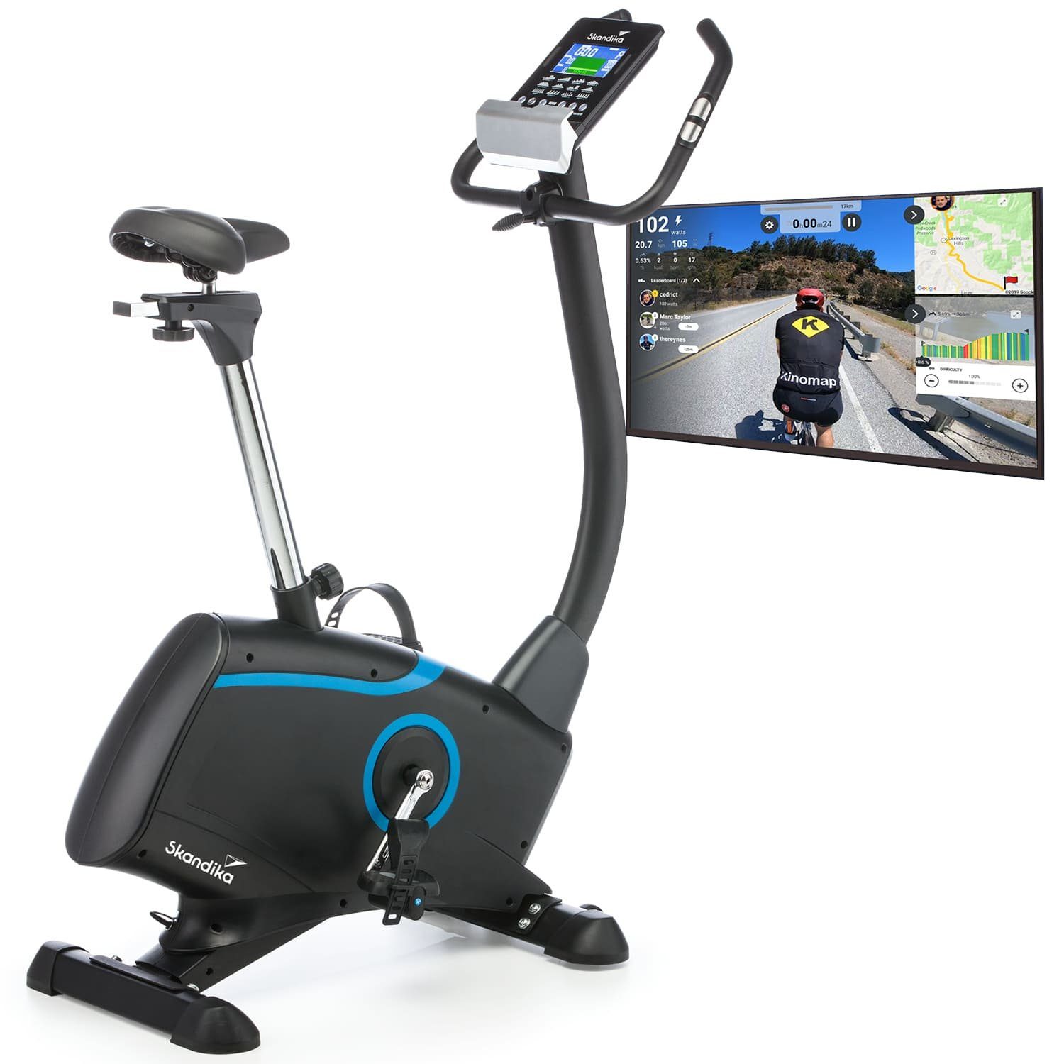 Skandika Ergometer Cardio Bike Atlantis Heimtrainer mit App Steuerung,  Bluetooth, 32 Stufen, geräuscharm, Transportrollen, bis 150kg