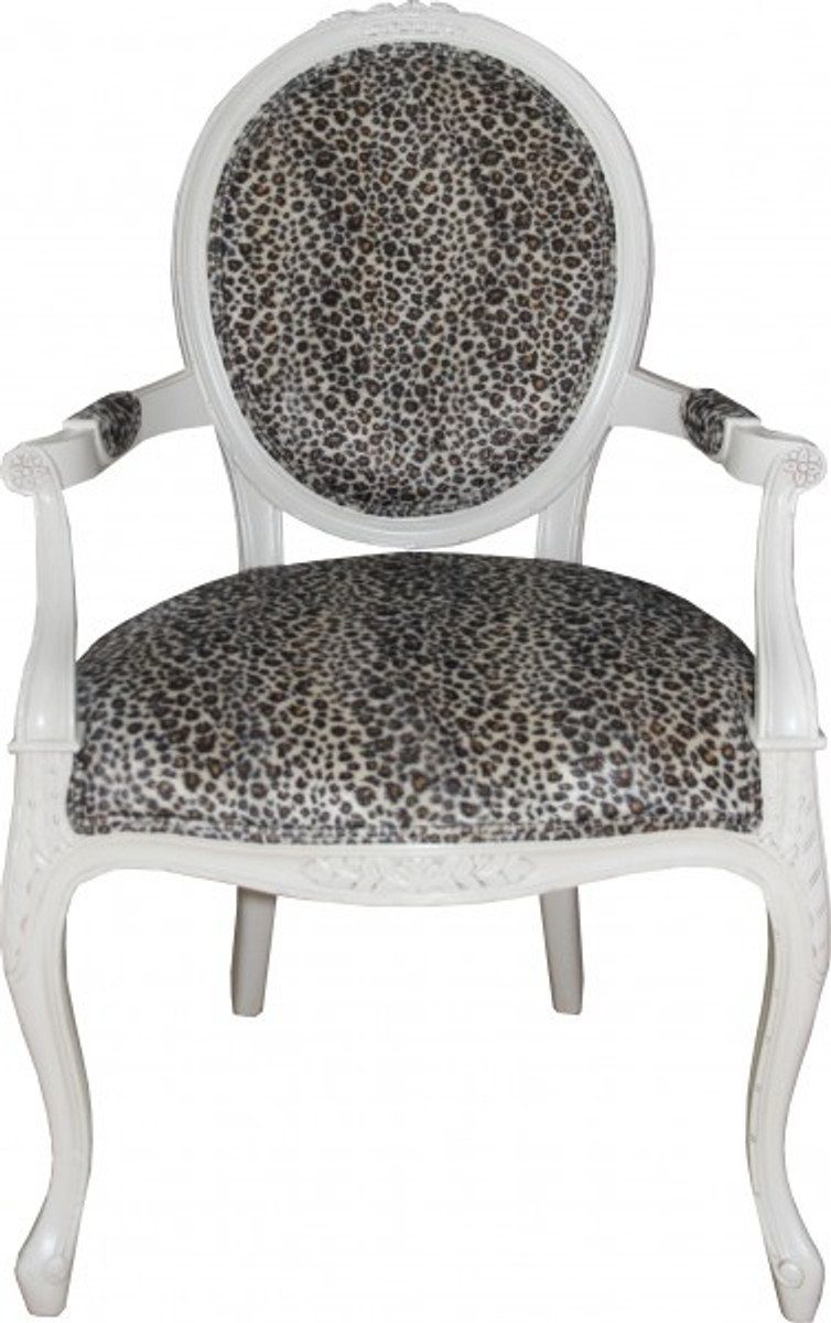 Esszimmer mit / - Barock Leopard Casa Esszimmerstuhl Möbel Barock Mod2 Padrino Armlehnen Creme Stuhl