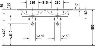 Duravit Einbauwaschbecken DU Doppel-Waschtisch ME by Starck 1300mm