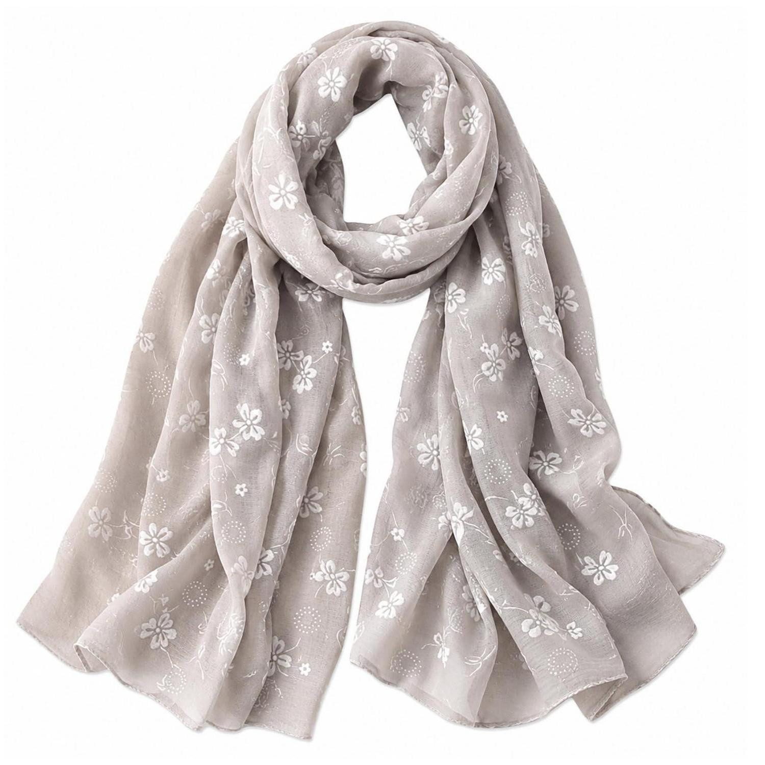 LuxusKollektion Halstuch Halstuch Damen Floral Blau Lang mit Fransen, (1-St)