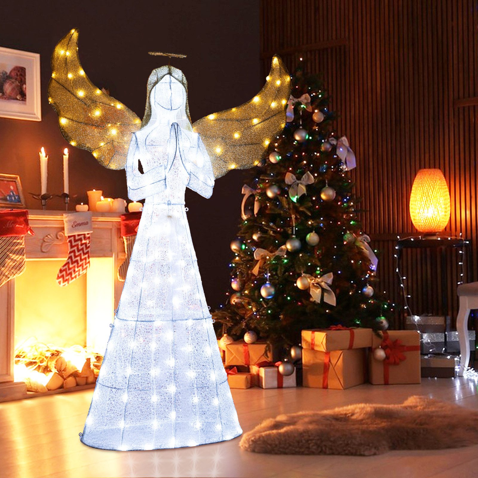 KOMFOTTEU Weihnachtsfigur Weihnachtsengel warmweiß, mit 150 günstig online kaufen
