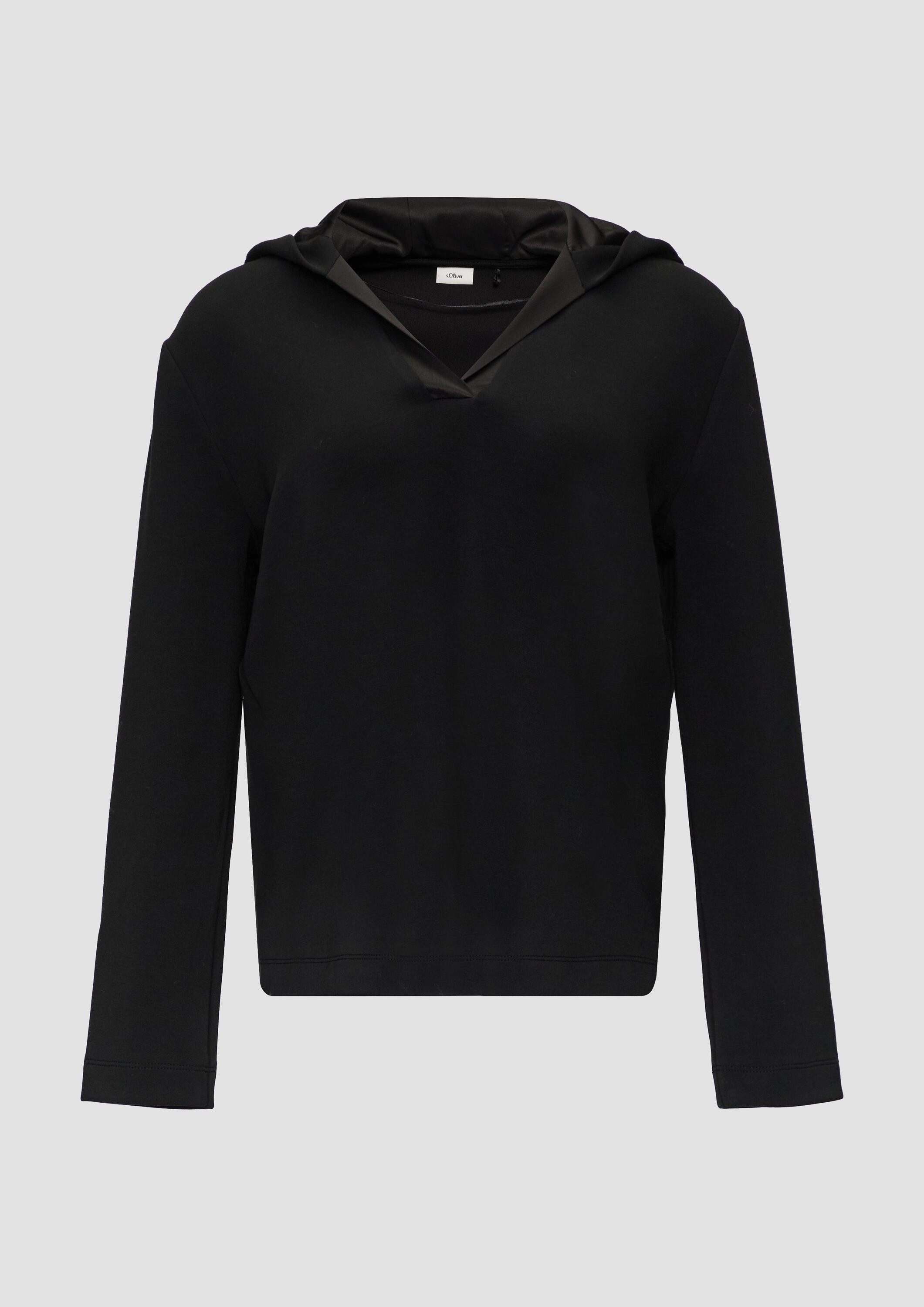 s.Oliver Sweatshirt Sweatshirt Kapuzenshirt aus Sweat mit Satin-Details