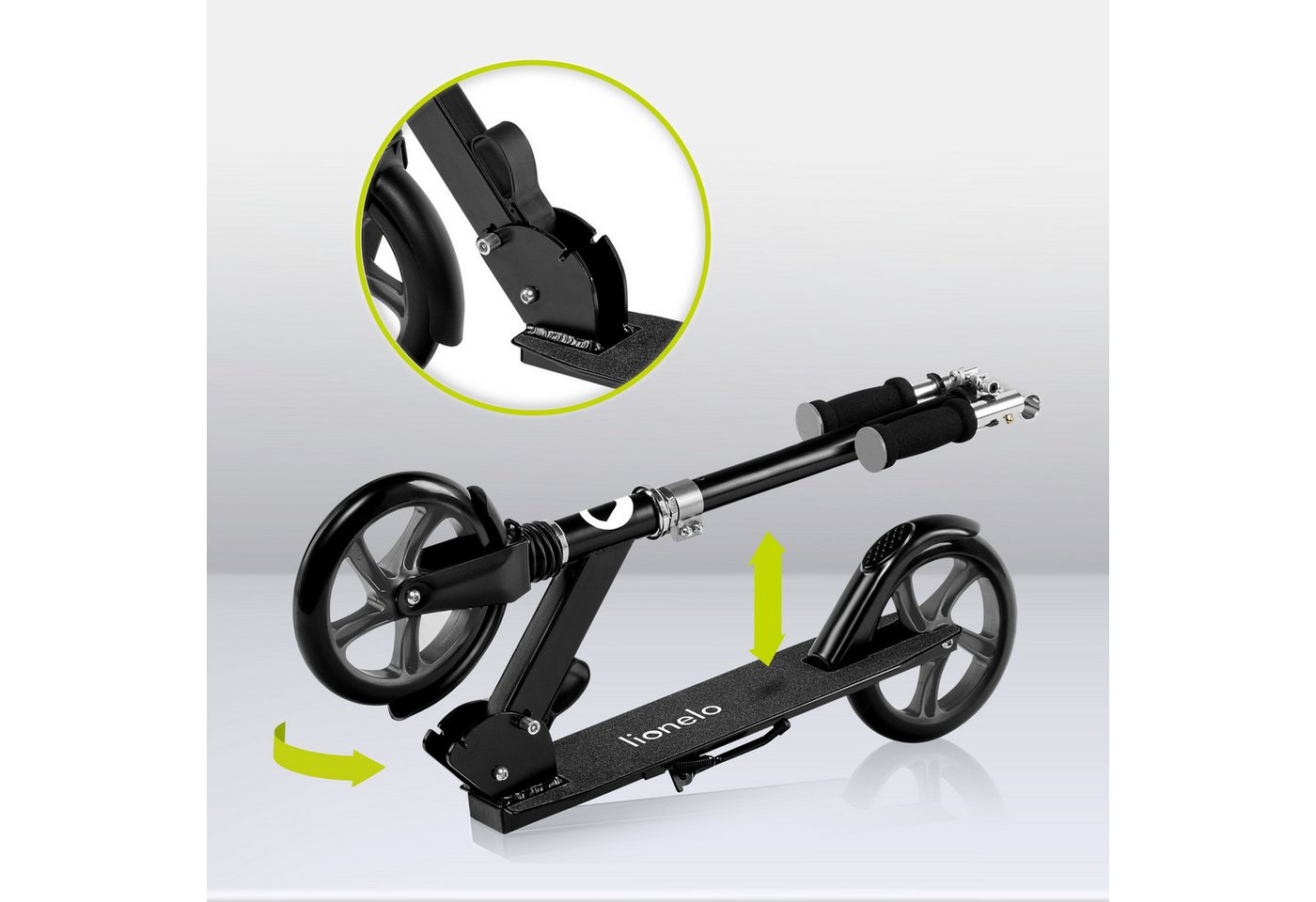 Thumbnail - lionelo Cityroller LUCA, (Tretroller), Stoßdämpfer Rollen 200mm Kugellager ABEC7 klappbar Alu