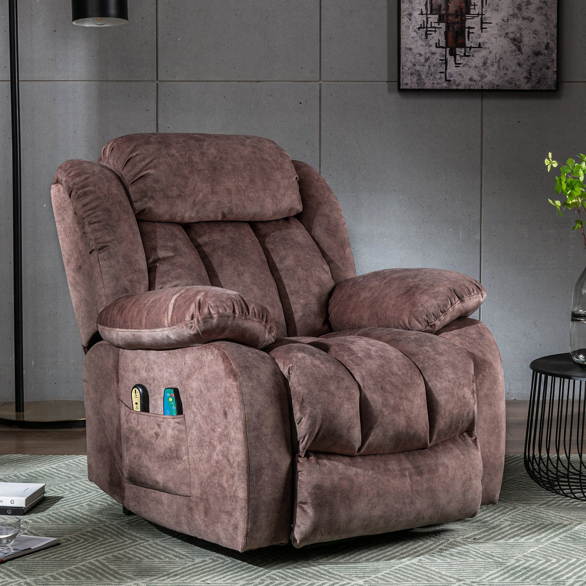 REDOM TV-Sessel (Massagesessel mit relaxfunktion, Крісла Elektrisch mit Aufstehhilfe und Liegefunktion), Liegestuhl mit Wärme- und Vibrationsfunktion
