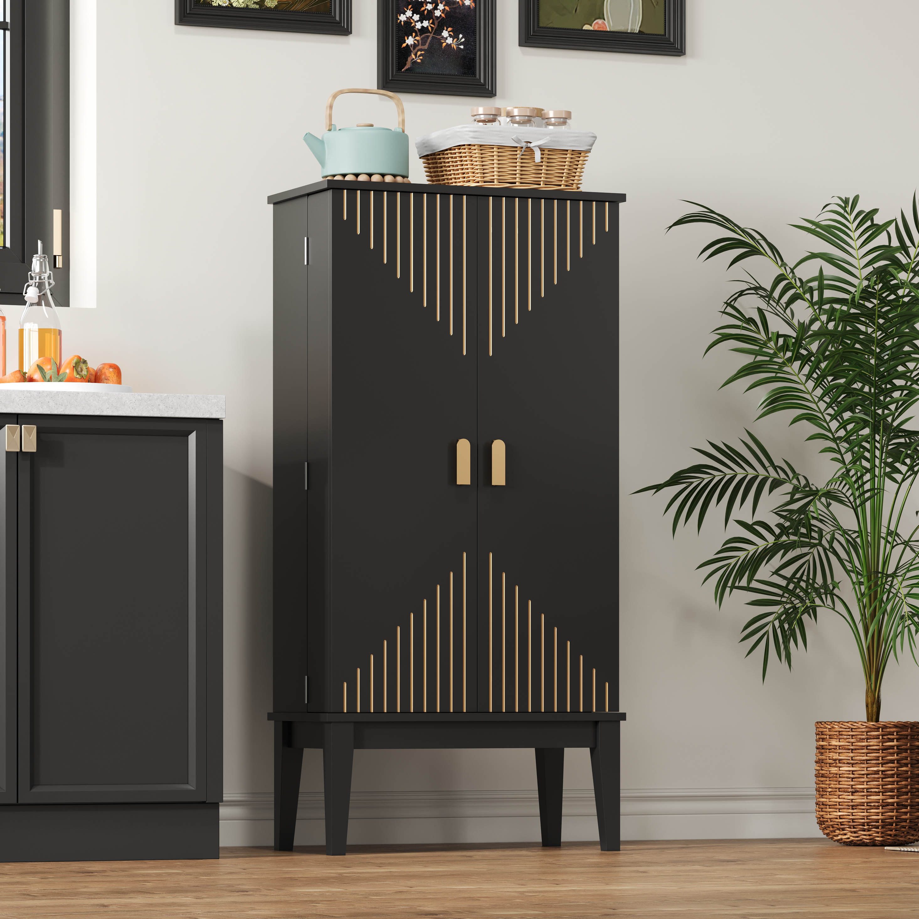 MODFU Sideboard Modernes Küchenschrank,Anrichte (Vintage-Stil – Küchenschrank mit Türablage, 1 St., 59*30*120cm)