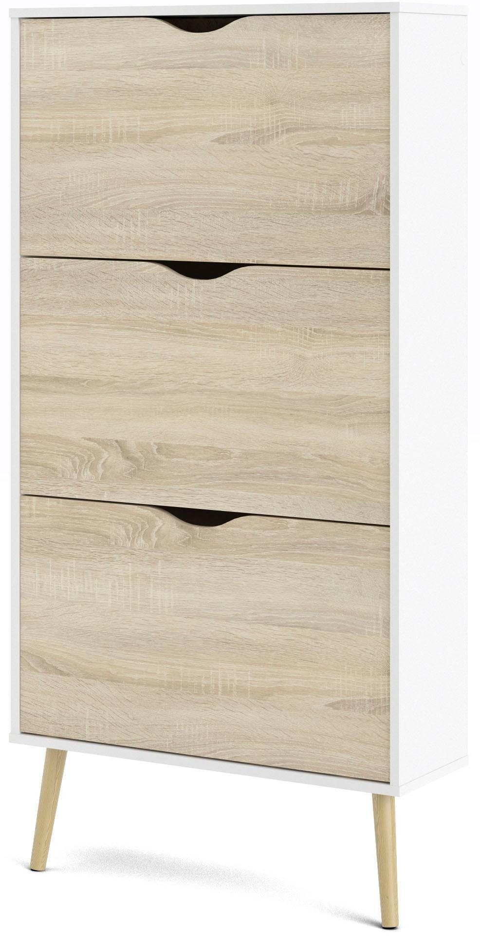 Home affaire Schuhschrank Oslo Schuhaufbewahrung, Schuhkommode, Schuhregal, Garderobenschrank mit 3 Klappen, Breite 70 cm, Höhe 139 cm