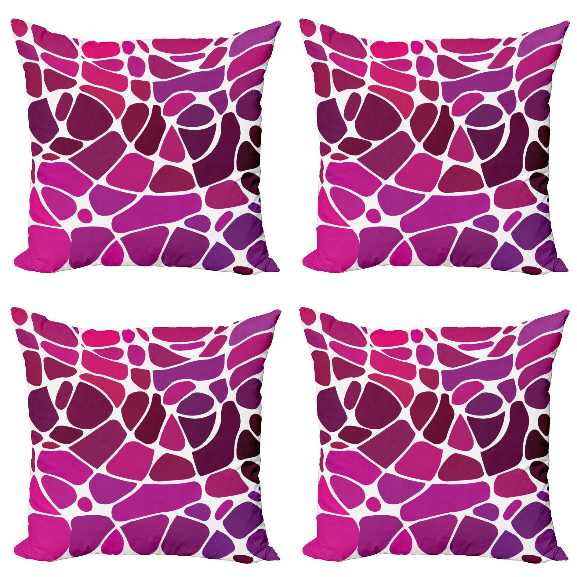 Kissenbezüge Modern Accent Doppelseitiger Digitaldruck, Abakuhaus (4 Stück), Lila und rosa abstrakte Mosaik