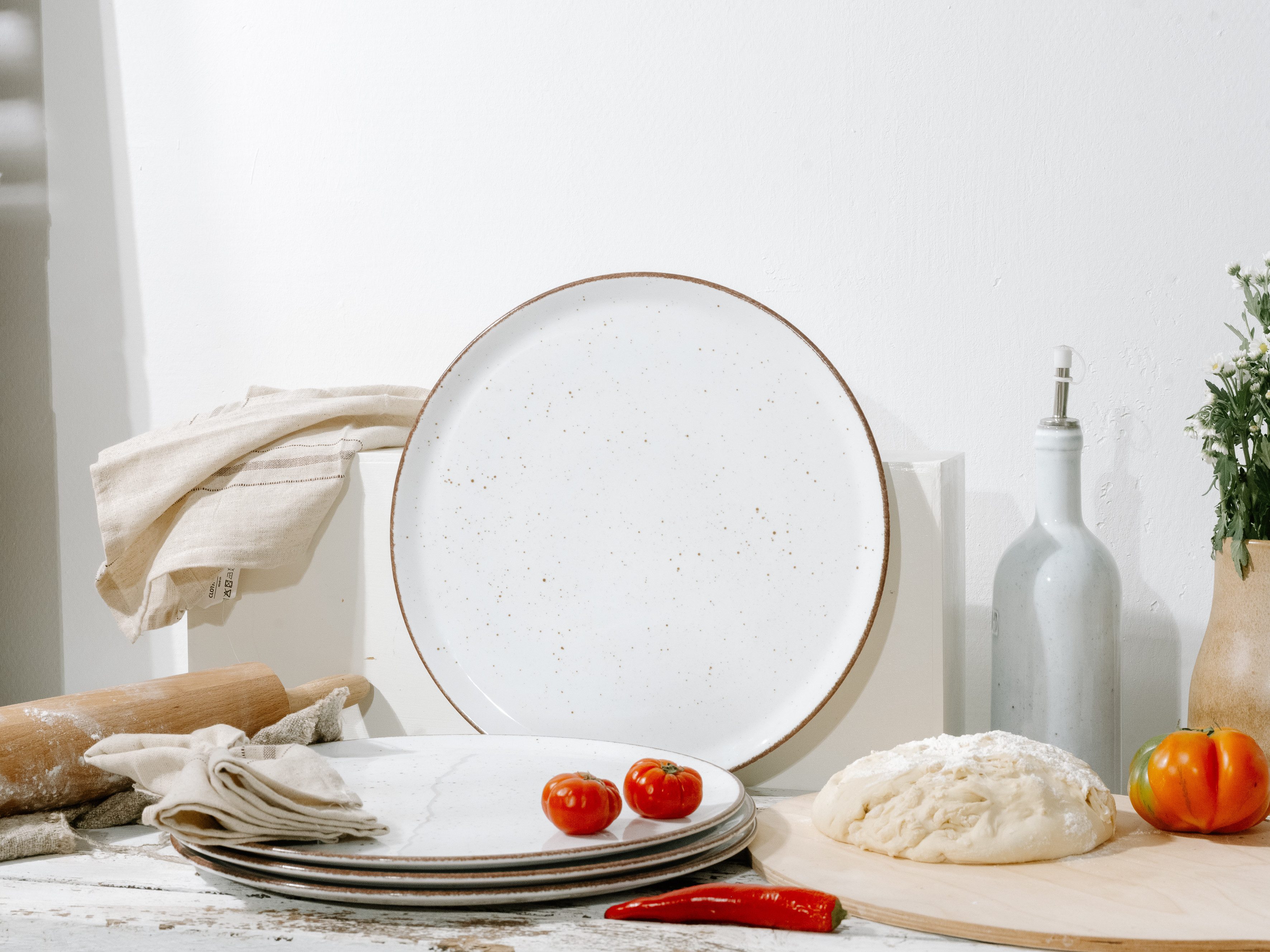 CreaTable Pizzateller Vintage Nature, Teller Set, 4-tlg., (4 St), Naturverbundenes Design, Vielseitig einsetzbar