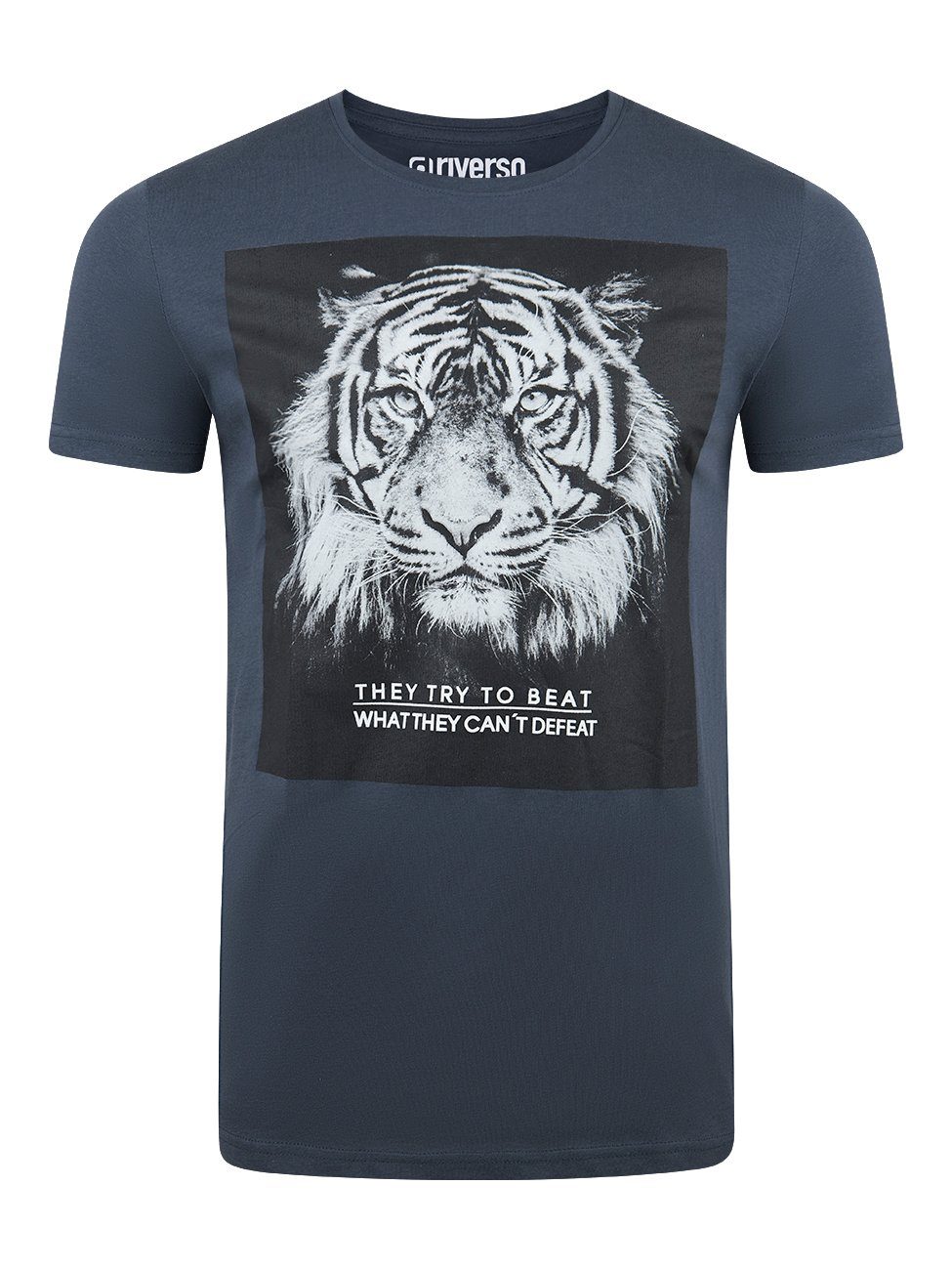 riverso T-Shirt Herren Fotoprintshirt RIVCharly Regular Fit (1-tlg) Kurzarm Tee Shirt mit Rundhalsausschnitt aus 100% Baumwolle