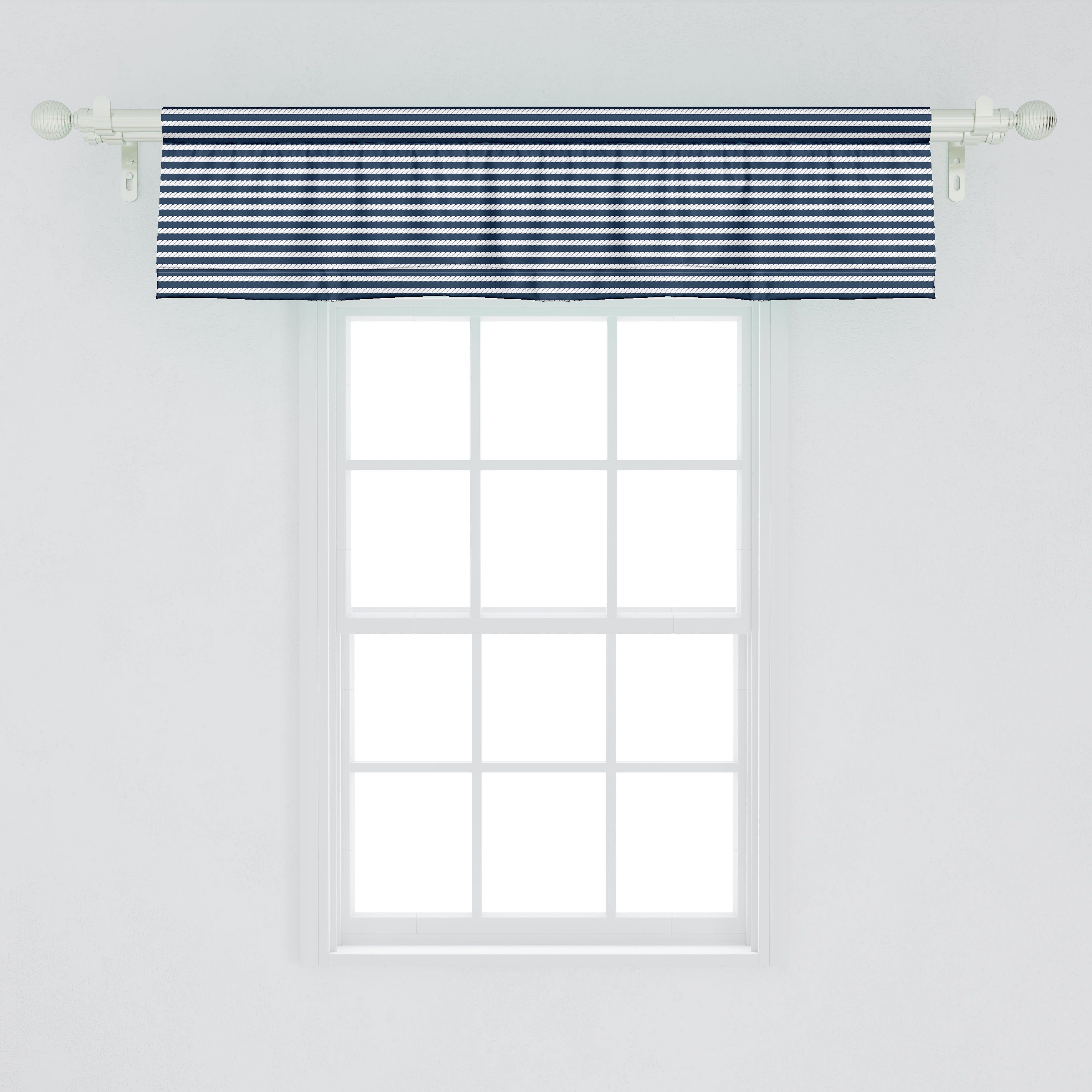 Scheibengardine für Stangentasche, Vorhang Abakuhaus, Microfaser, mit Küche Seil-Streifen-Muster Volant Schlafzimmer Marine Dekor