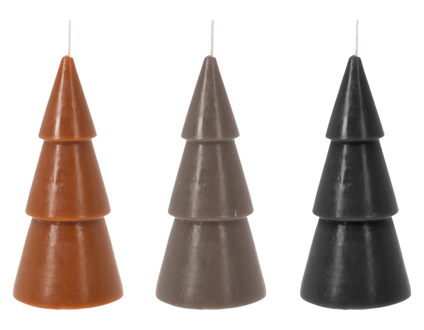 ZauberDeko Adventskerze Kerze Weihnachtsbaum Orange Taupe Schwarz Tischdeko Weihnachten 18cm