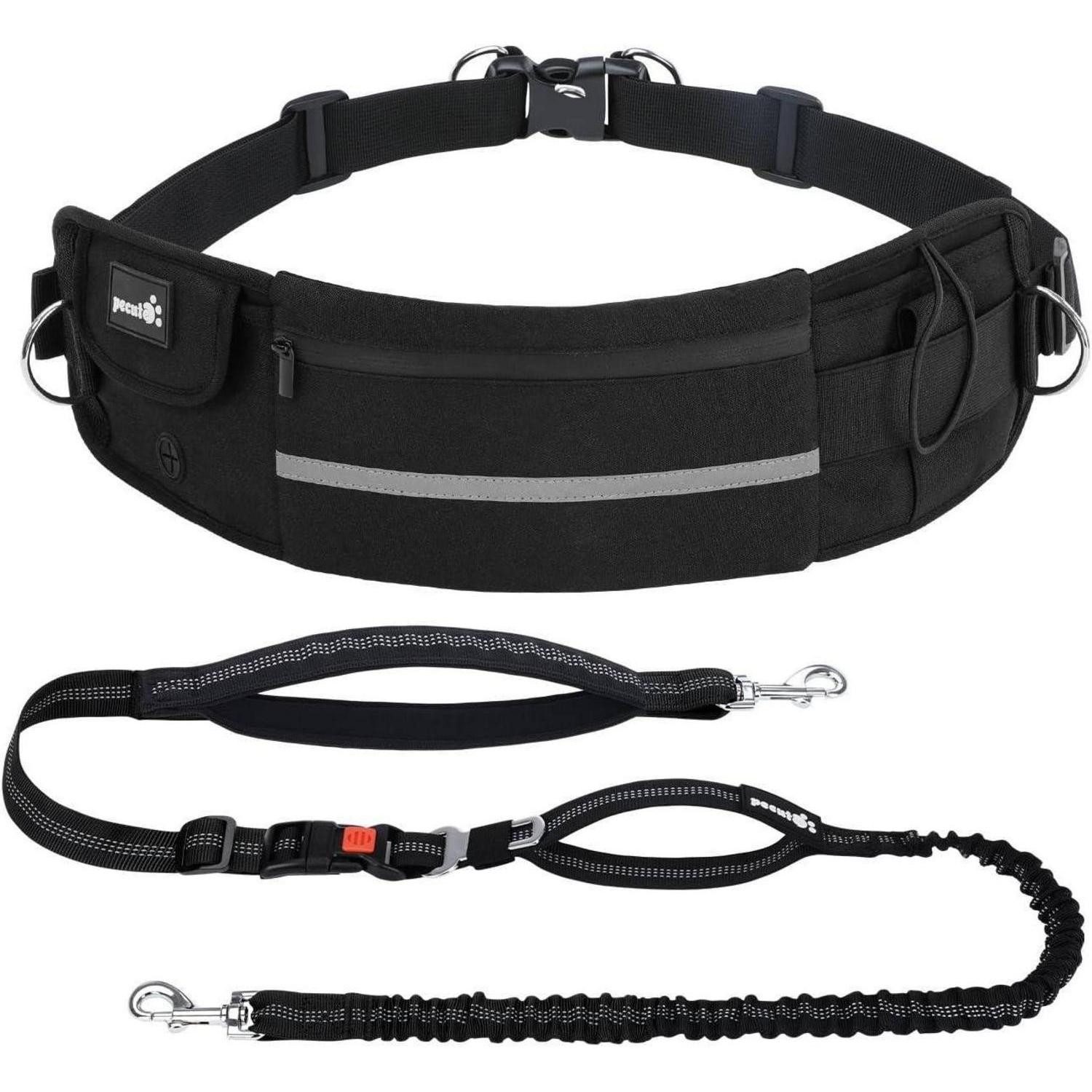 LuxusKollektion Hunde-Halsband Joggingleine Bauchgurt Laufgürtel Schwarz2.0 Leichtgewicht 2.0