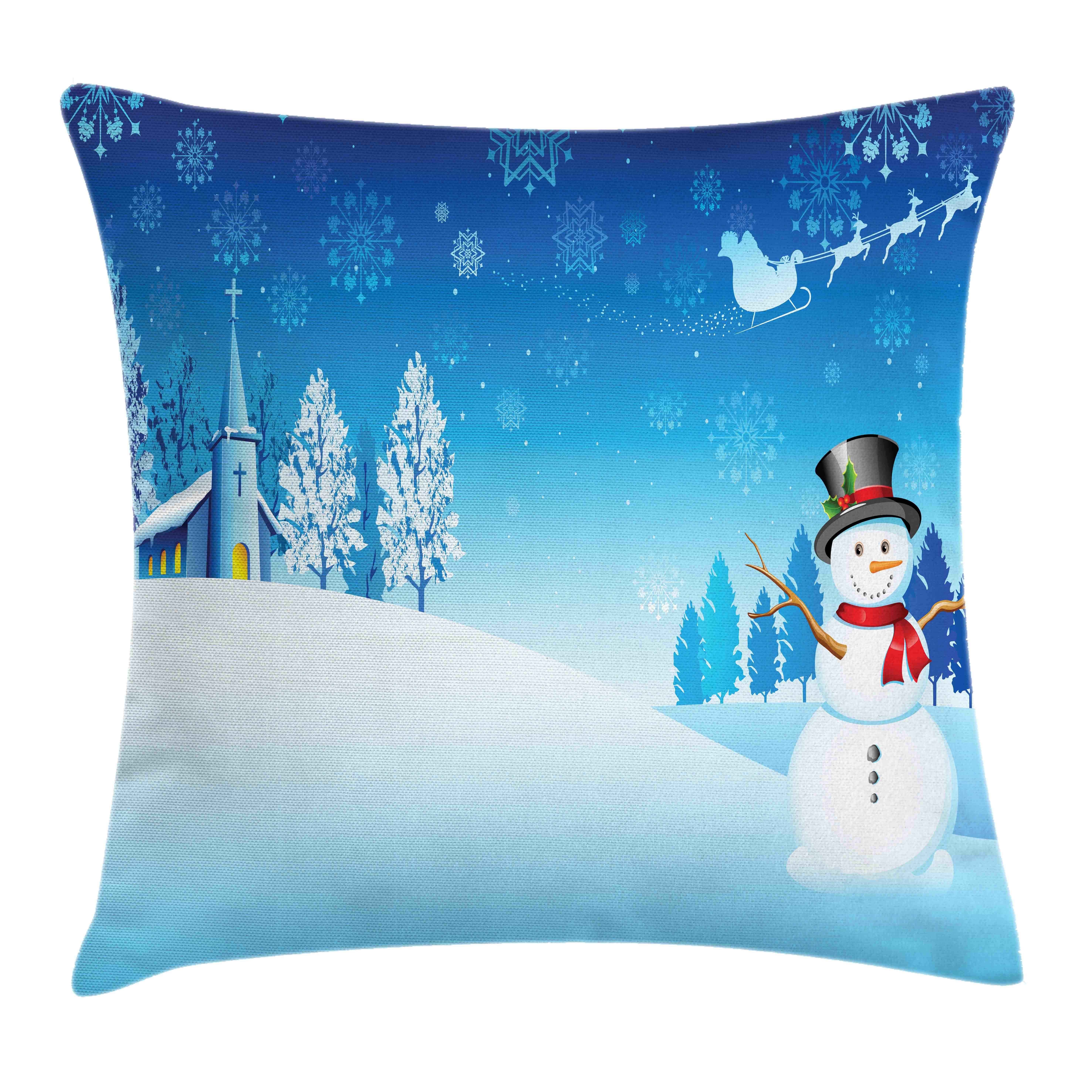 Stars Weihnachten Schneemann-Winter Kissenhülle Kissenbezüge Druck, mit Farbfesten Beidseitiger Reißverschluss Farben Abakuhaus (1 Stück),