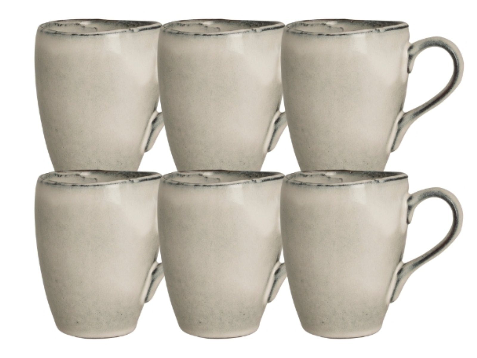 Broste Copenhagen Geschirr-Set NORDIC SAND Becher mit Henkel 0,25 l Set6, Steinzeug