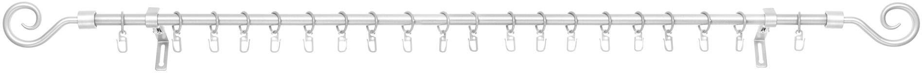 Gardinenstange Kringel, LICHTBLICK ORIGINAL, Ø 16 mm, 1-läufig, Fixmaß, mit Bohren, verschraubt, Metall silberfarben
