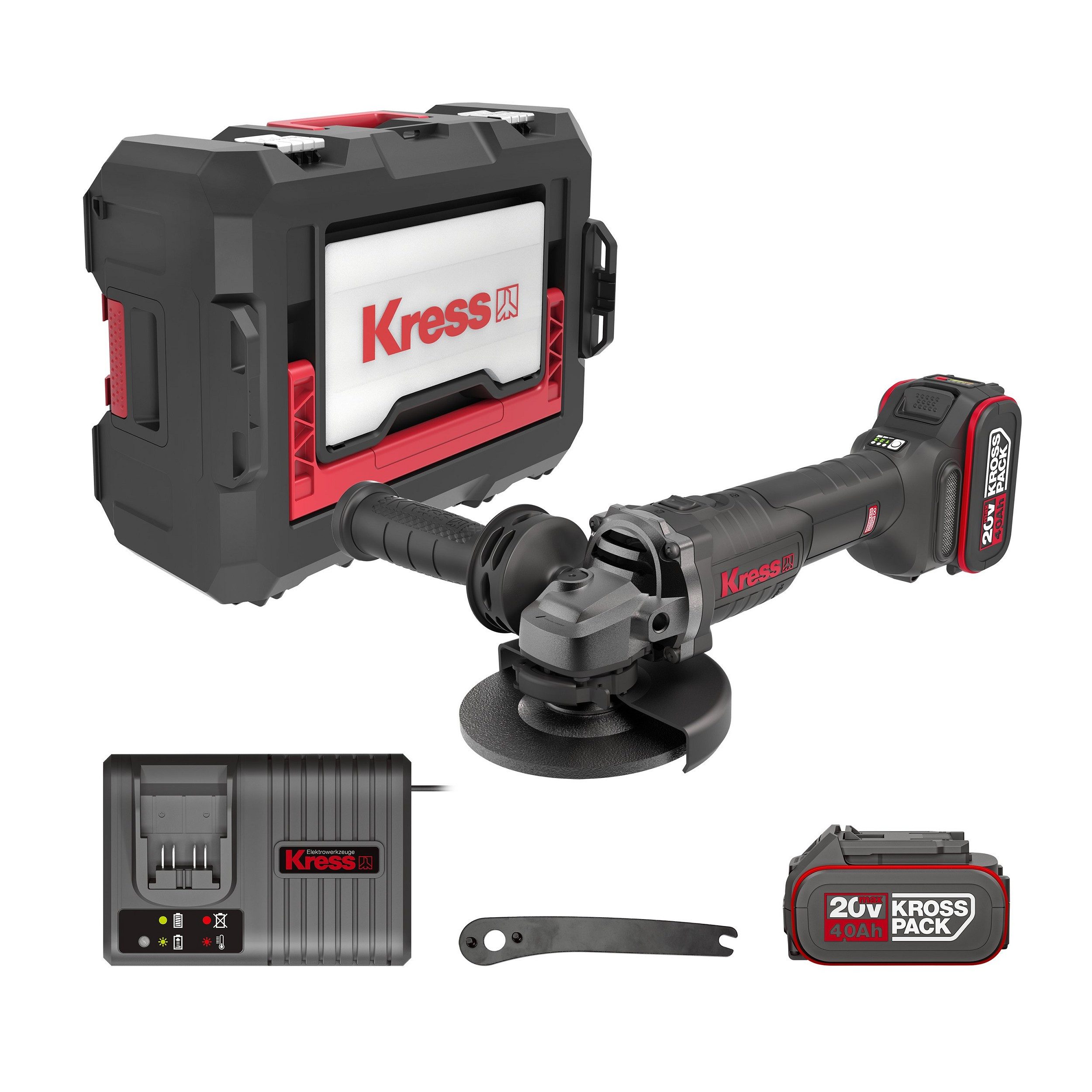 Kress Akku-Winkelschleifer KUH10.4 Winkelschleifer-Set inkl. Akkus/Lader