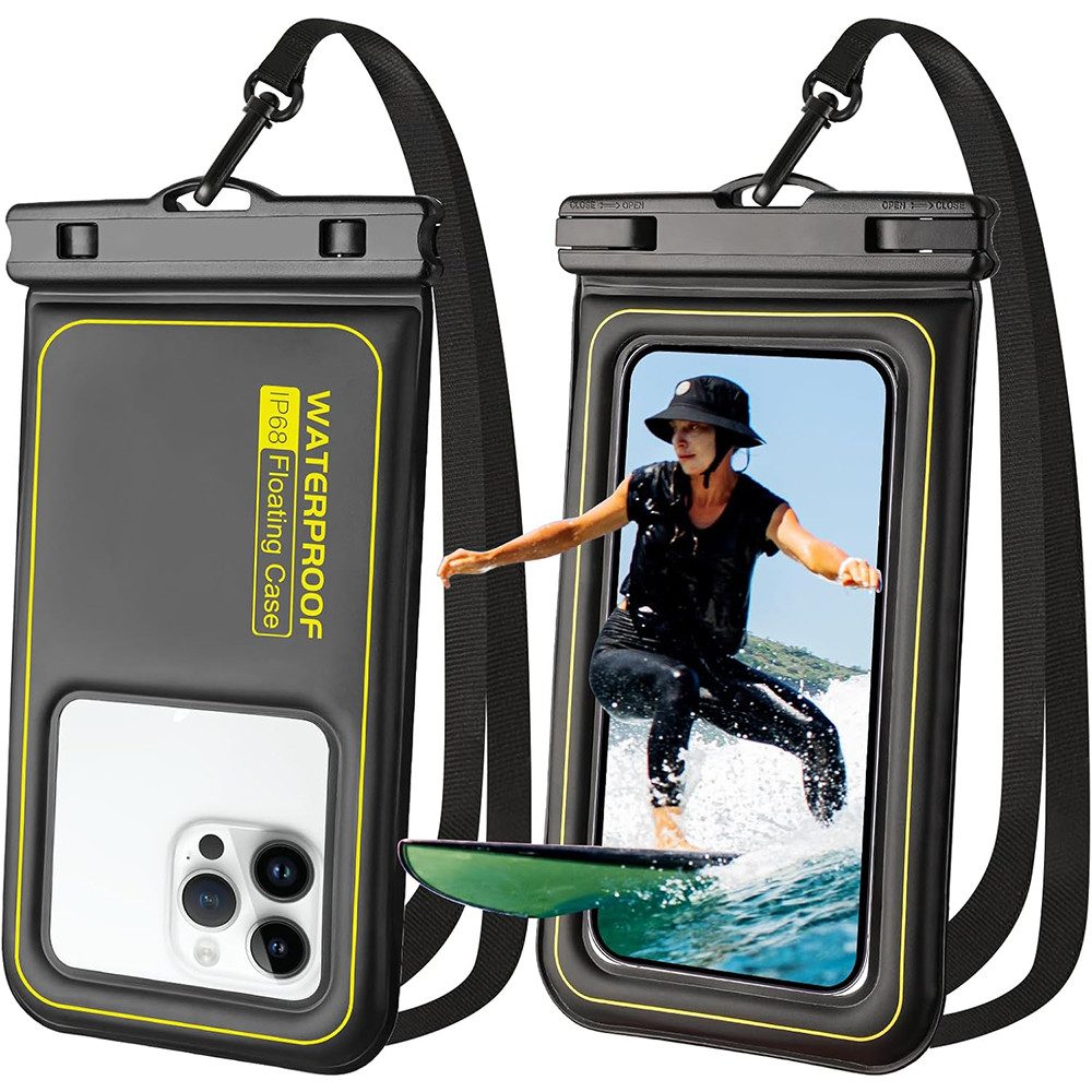 TUWENA Handyhülle 2 Stück Wasserdichte Handyhülle, IP68 Unterwasser Handytasche, Für iPhone 16 15 14 13 12 Pro Max, Samsung, Smartphone bis zu 7 Zoll