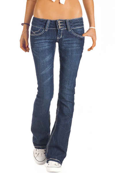 be styled Bootcut-Jeans »low waist Damenjeans, ausgestellte Hüfthosen j73e«