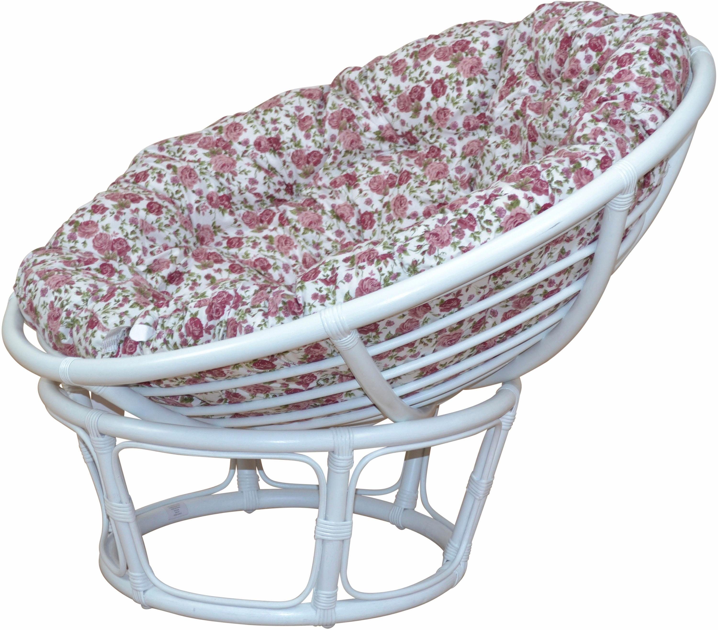 affaire aus Rattan weiß/rose handgeflochtenem Home Rattanstuhl,