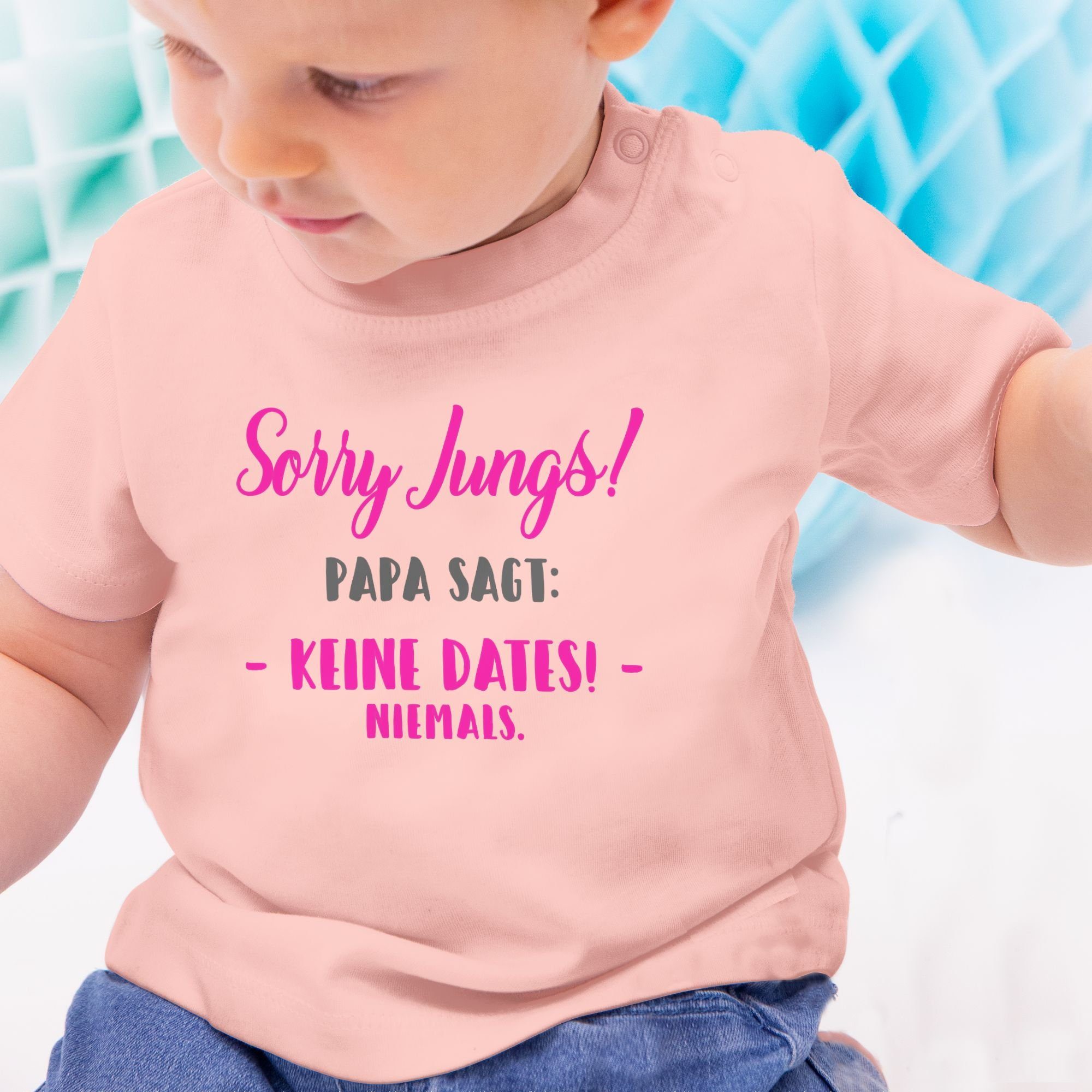 T-Shirt Jungs Baby Sprüche keine Sorry sagt Papa Dates Babyrosa Shirtracer 1