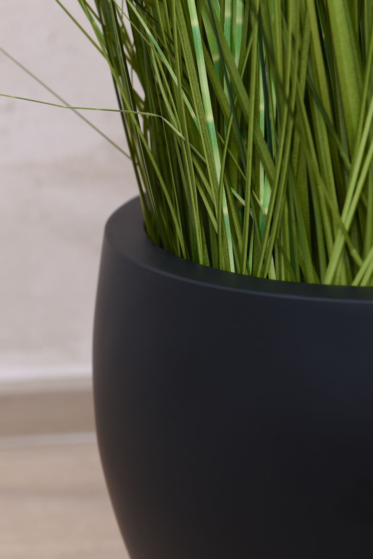 VIVANNO Blumentopf Fiberglas PLUTO Rund - Anthrazit Matt (1 St), 33x30 cm