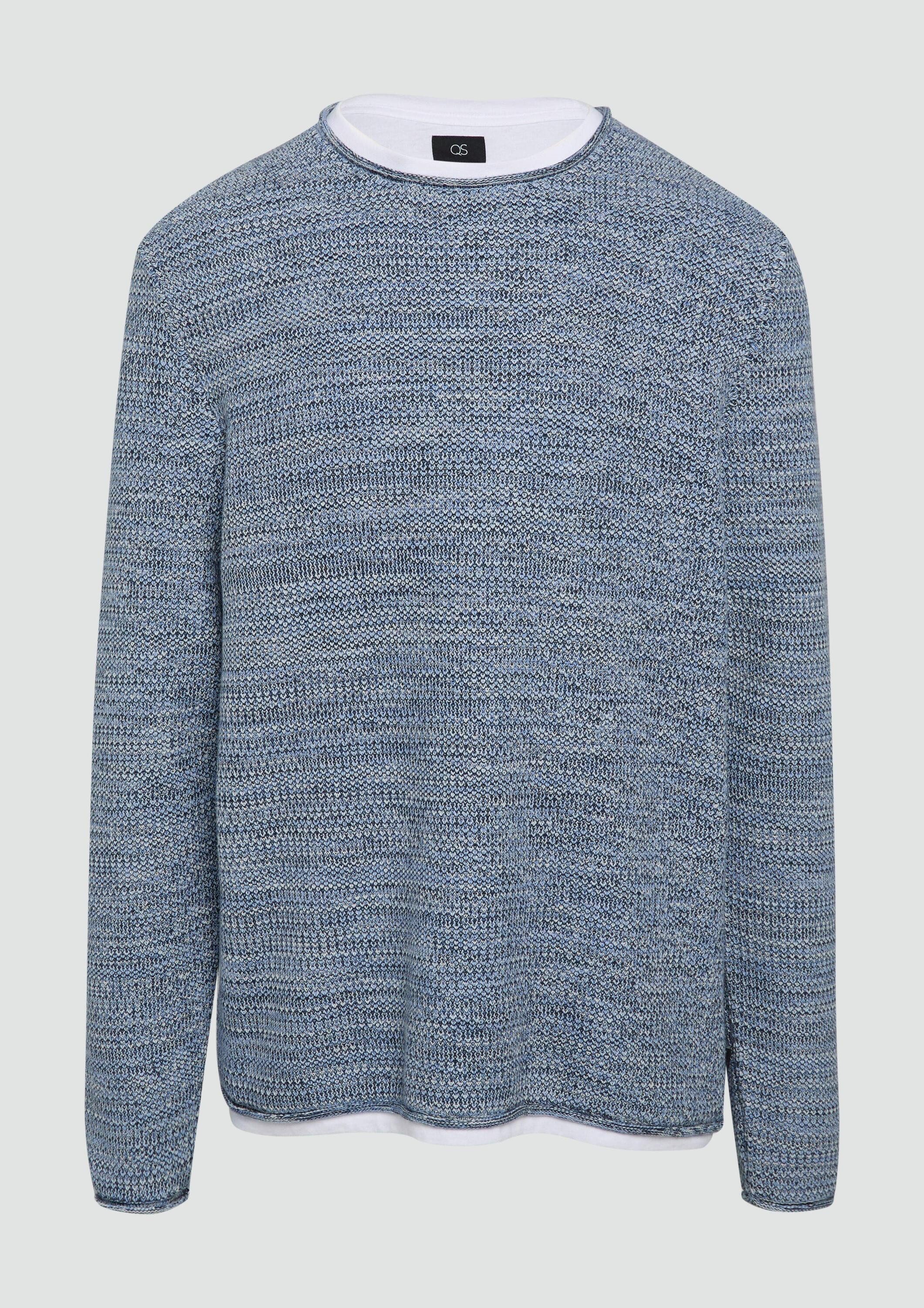 QS Longpullover Strickpullover Melierter Strickpullover mit Layering-Detail
