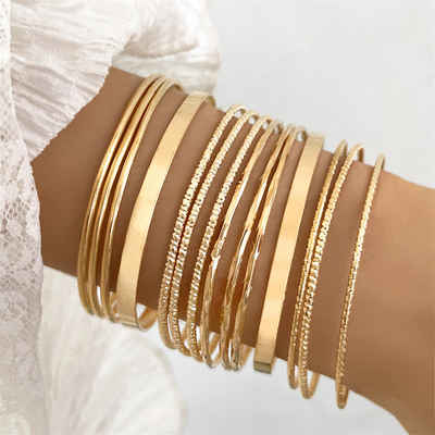 AquaBreeze Armreif Set Armbandset 14-teiliges Kettenarmband Feines vergoldetes armband (Verstellbares unregelmäßiges Armband), Geeignet für Frauen, Mädchen gehen für die Datierung, Einkaufen