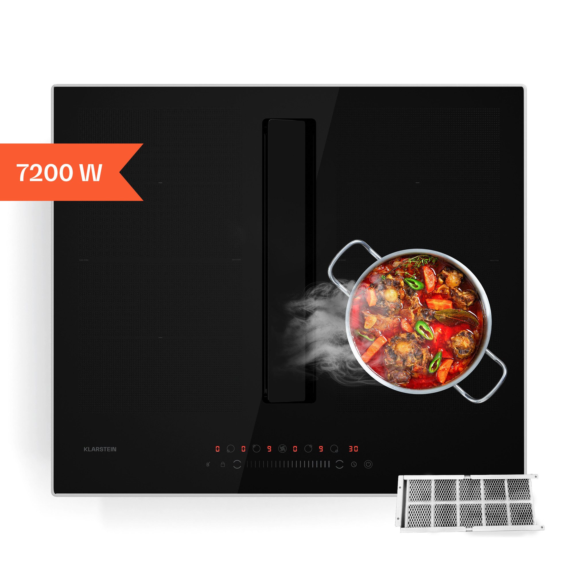 Klarstein Induktions-Kochfeld Chef-Fusion, Kochfelder mit Abzugshaube Induktion Flex 4 Zonen