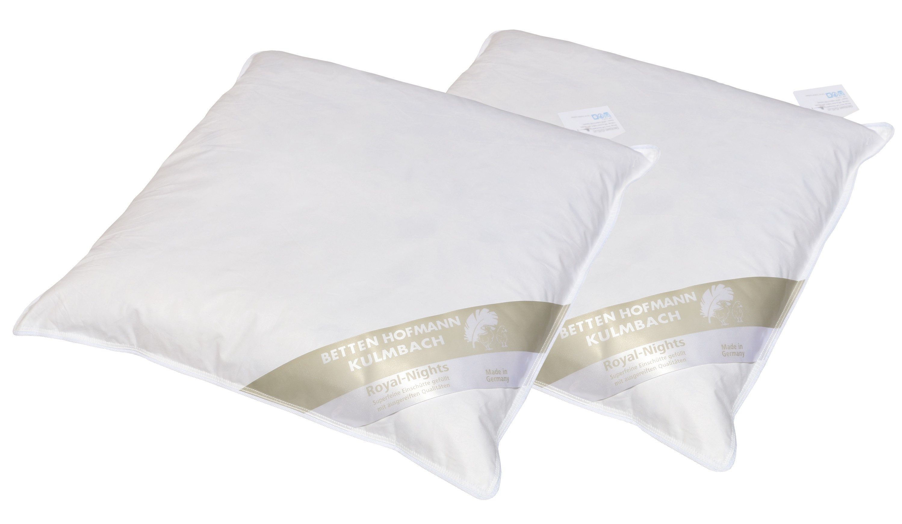Betten Hofmann Kopfkissen 2 Stück Betten Hofmann Kleinkissen 45x45 cm 300 g Sofakissen Dekokisse, Füllung: 85% Federn, 15% Daunen, Bezug: 100% Baumwolle, Seitenschläfer, Rückenschläfer, 2-tlg., medium, made in Germany, vielseitig einsetzbar