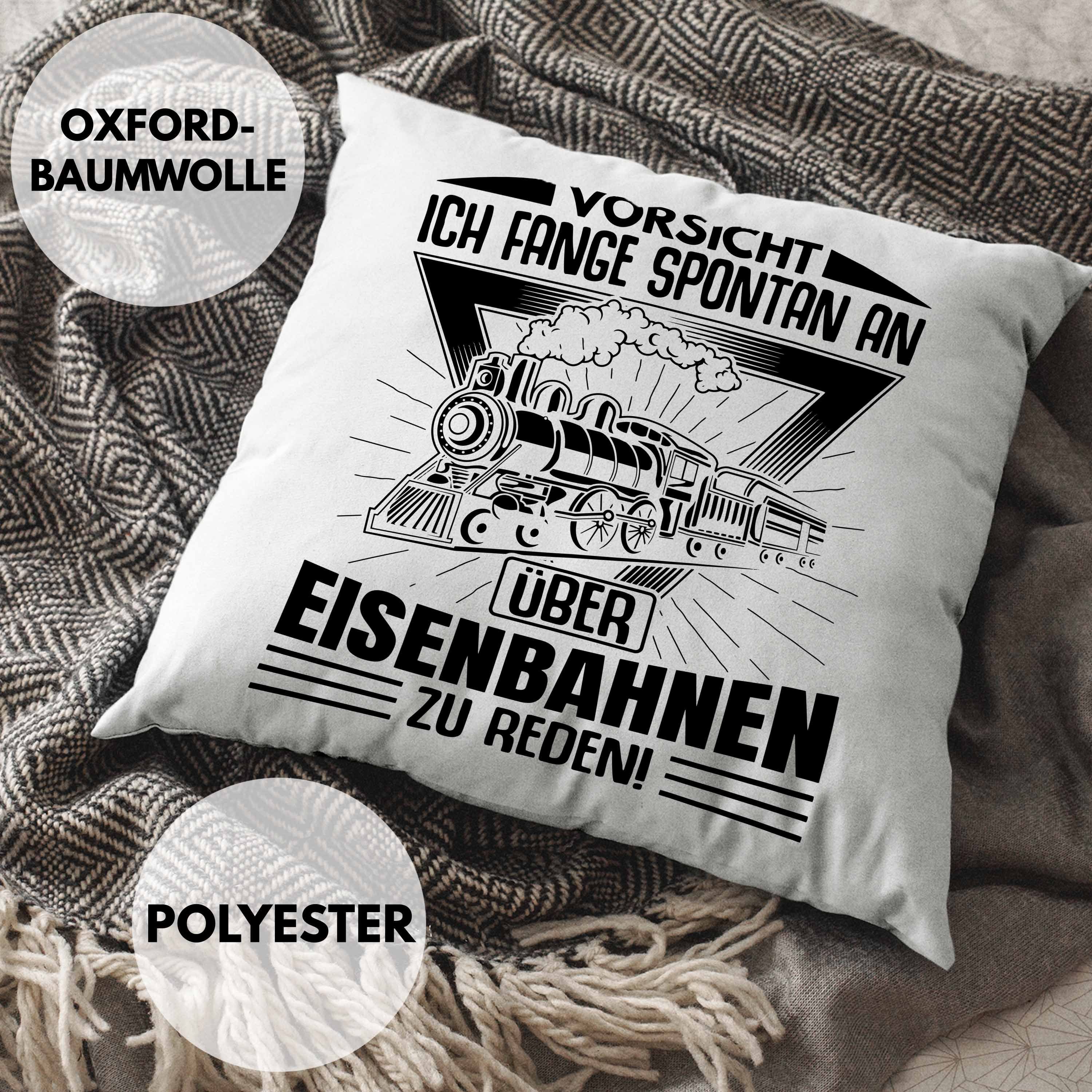 Geschenk Kissen Spontan Fange - Trendation Lokomotive Lokführer Füllung Grün 40x40 mit Spruch Eisenbahn Eisenbahner Geschenkidee An Reden Über Dekokissen Trendation Eisenbahn Dekokissen Zu Modelleisenbahn