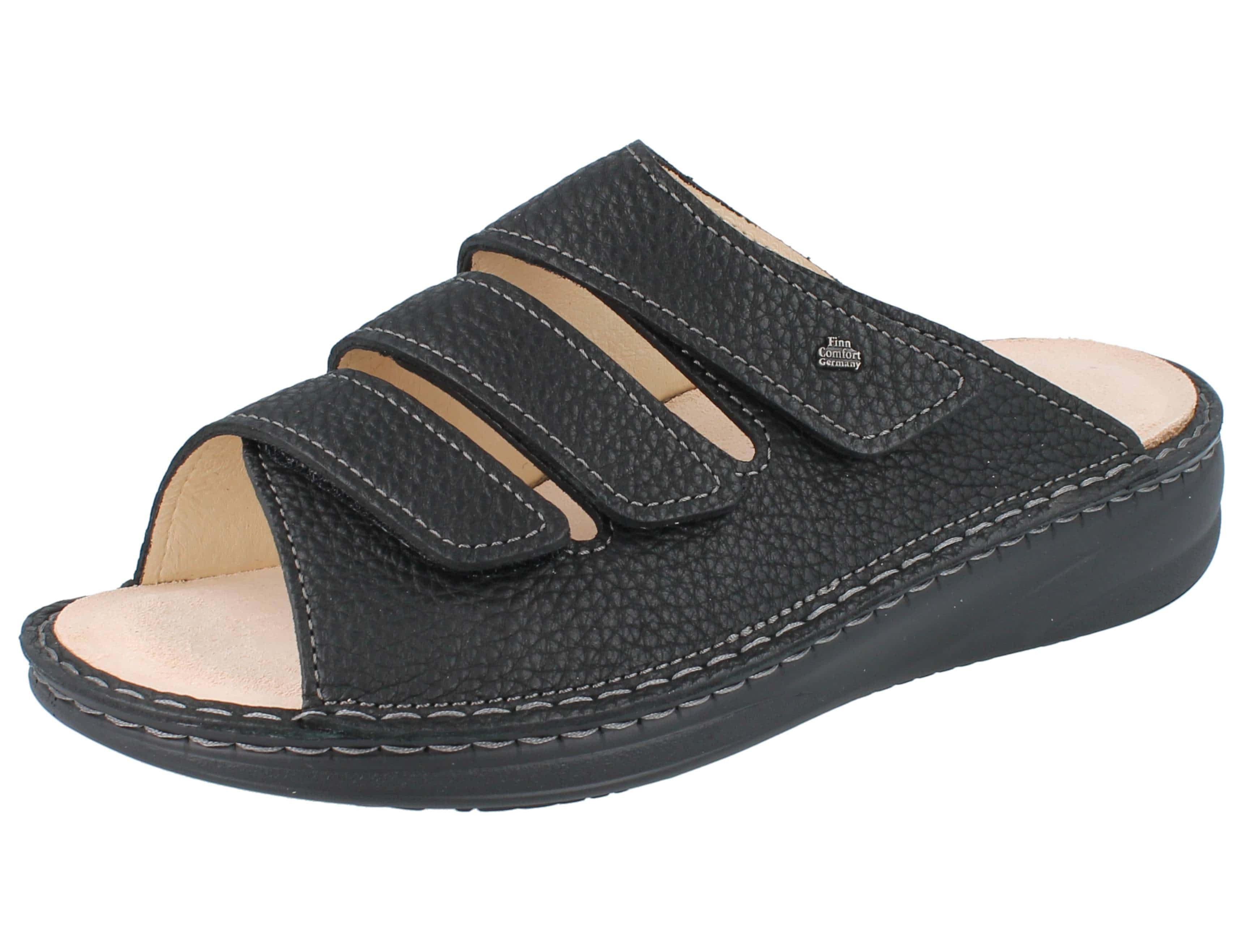 Finn Comfort FINN COMFORT Keros Herren Pantolette schwarz Nubukleder - Größe: 41 Hausschuh Wechselfußbett