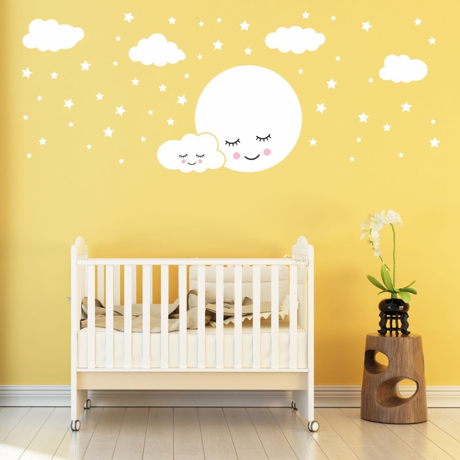 nikima Wandtattoo 162 Wandtattoo Vollmond weiß - 750 x 420 mm (PVC-Folie), Made in Germany