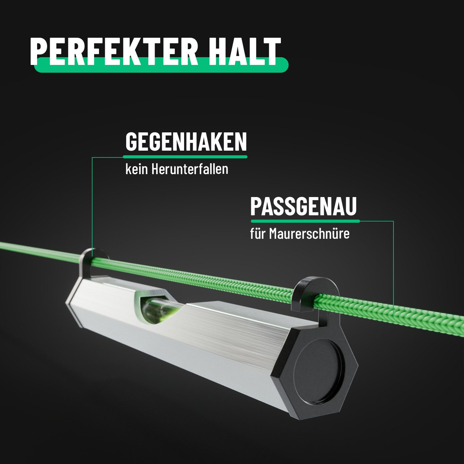 greate. Wasserwaage 2x Schnurwasserwaage aus Aluminium - Schnurwaage - Wasserwaage Schnur, (2 St) – Bild 5 von 5