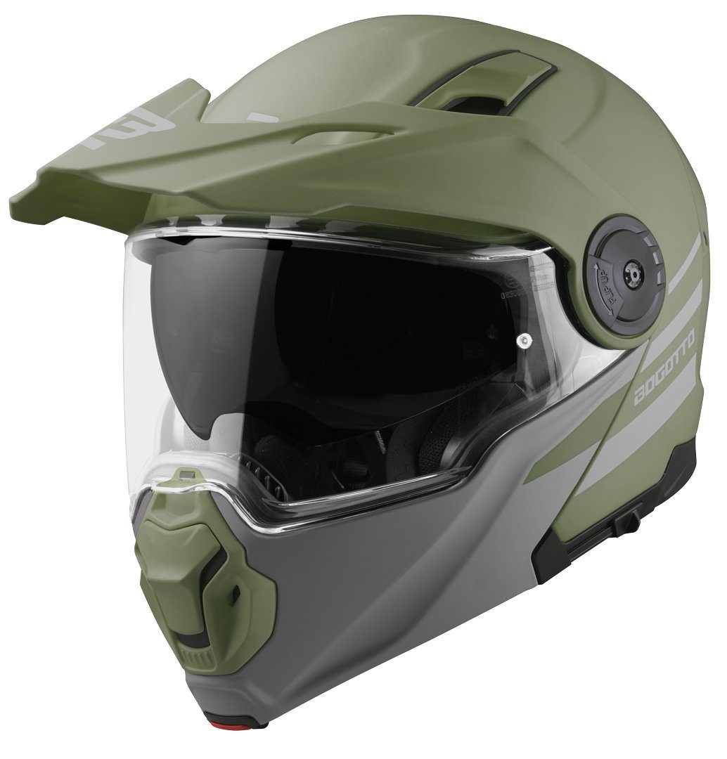 Bogotto Motocrosshelm FG-102 Duo Fiberglas Klapphelm, integriertes Sonnenvisier