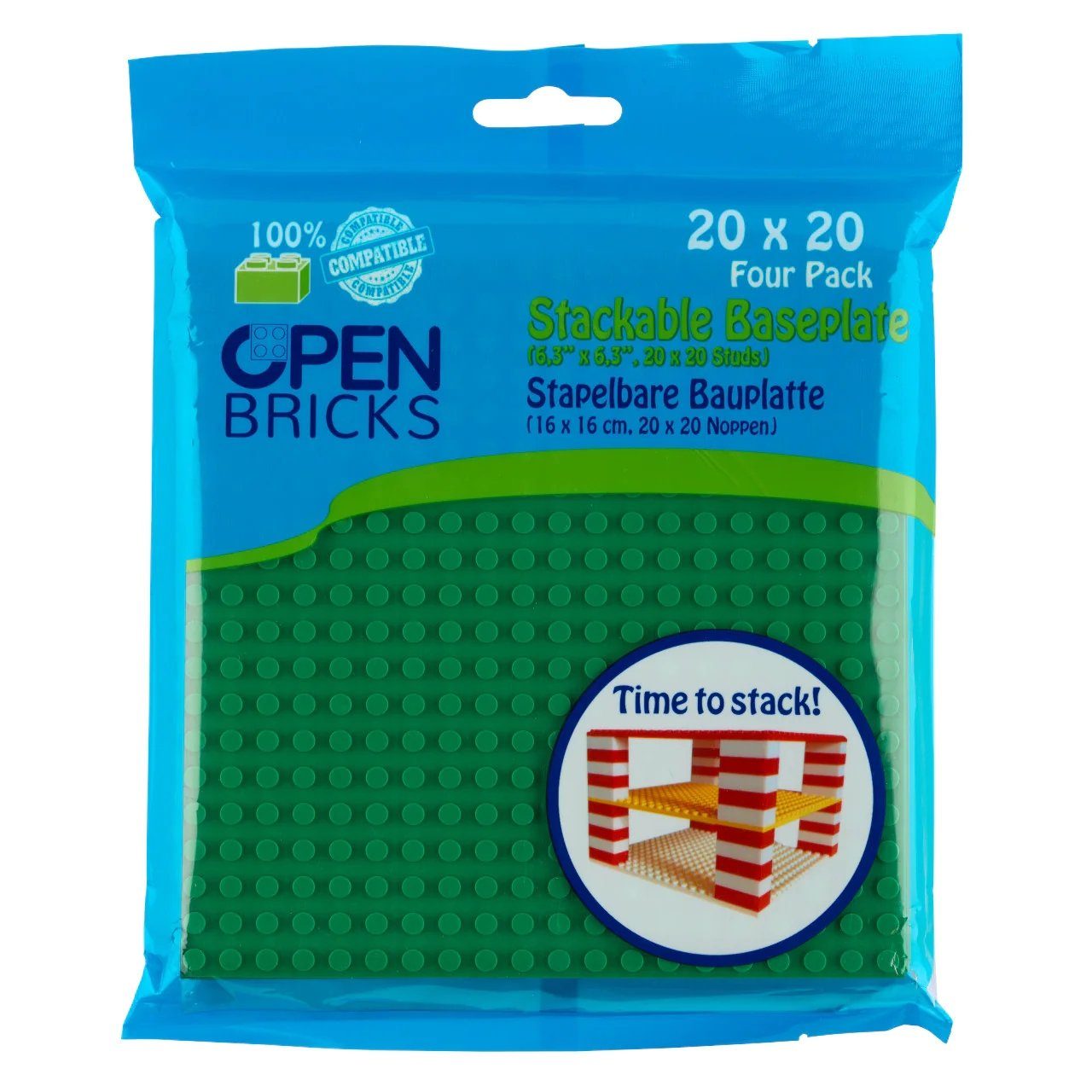 Open Bricks OpenBricks Baseplate 20x20 green Konstruktionsspielsteine