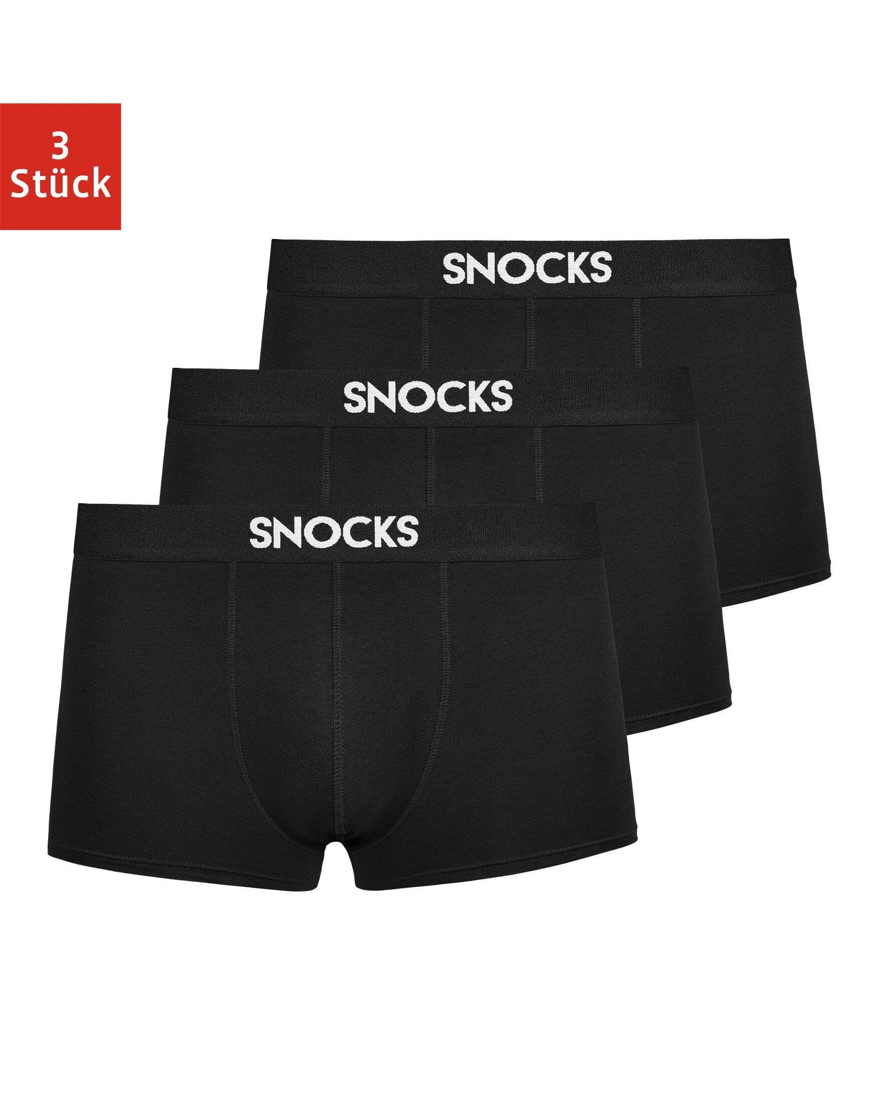 SNOCKS Boxershorts kurze Trunks Herren Unterhose (3-St) aus Bio-Baumwolle, ohne kratzenden Zettel