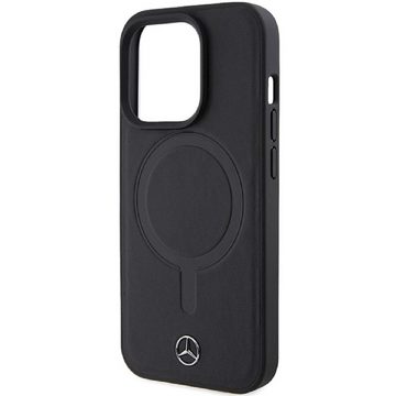 Mercedes Benz Handyhülle Cover Case iPhone 15 Pro Max MagSafe kompatibel Echtleder schwarz 6,7 Zoll, Kantenschutz