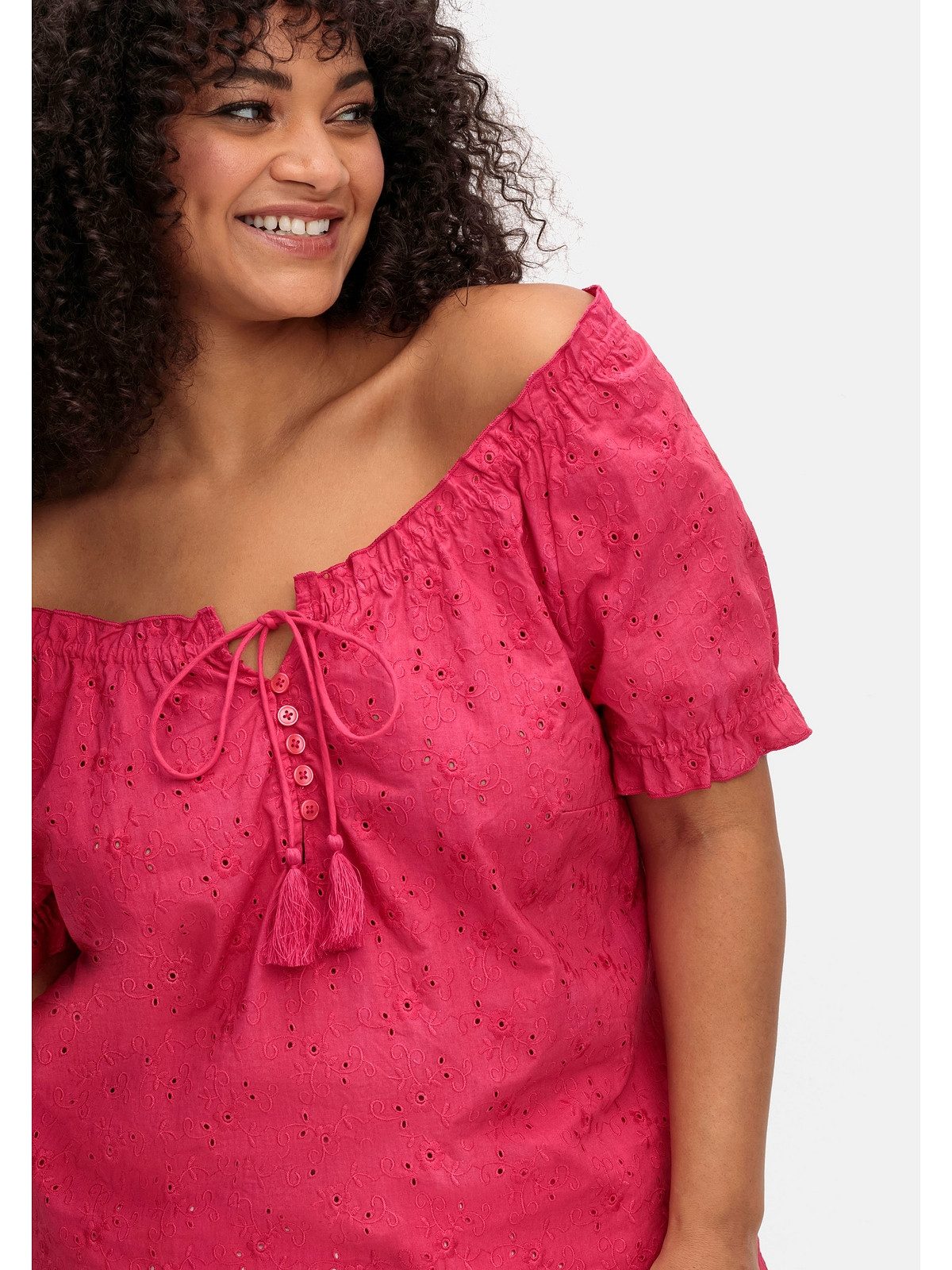 sheego by Joe Browns Tunika Große Größen mit Lochstickerei und Rüschen