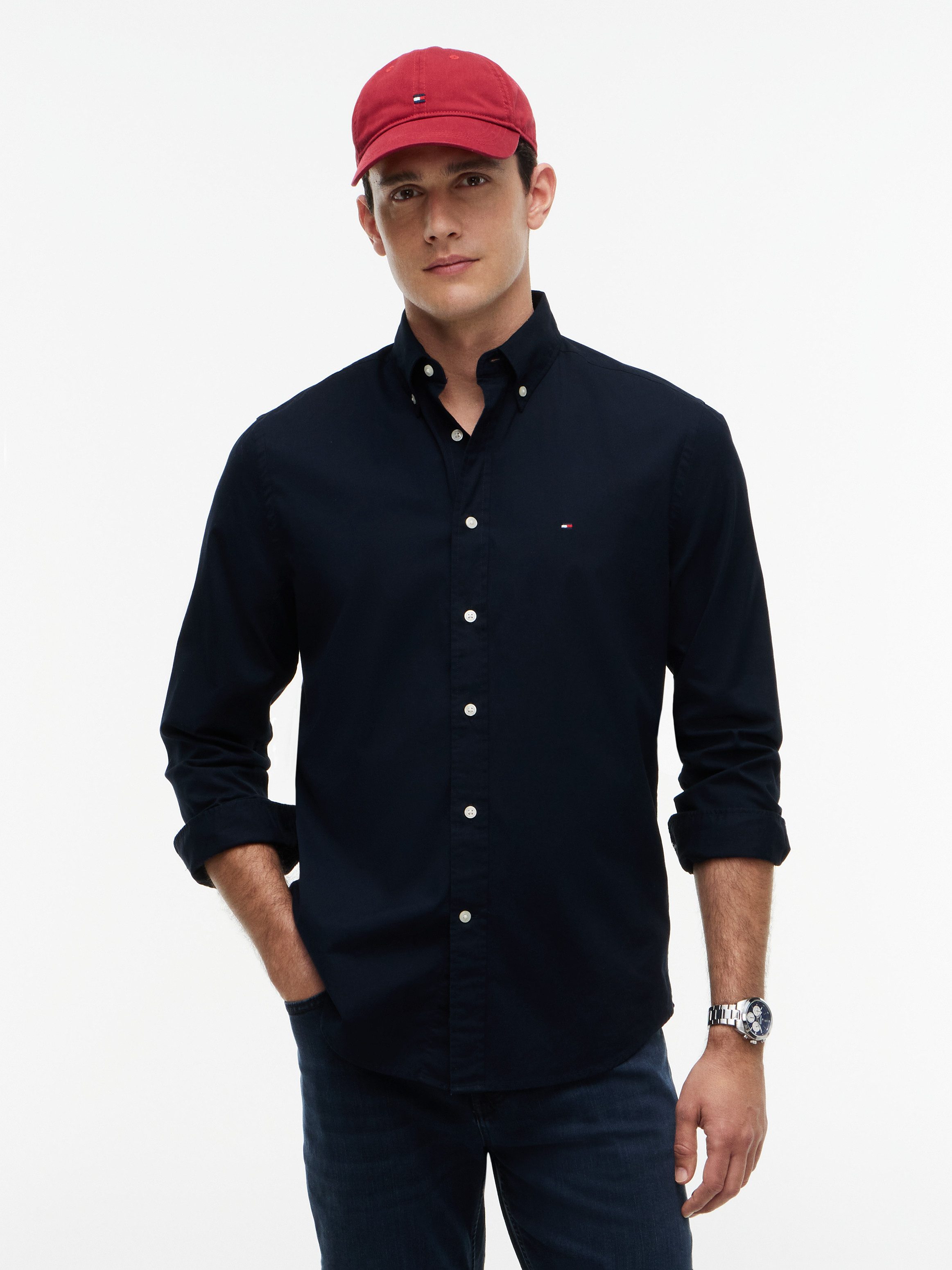 Tommy Hilfiger Langarmhemd CORE FLEX POPLIN SOLID Regular Fit SHIRT Regular Fit Flex Cotton