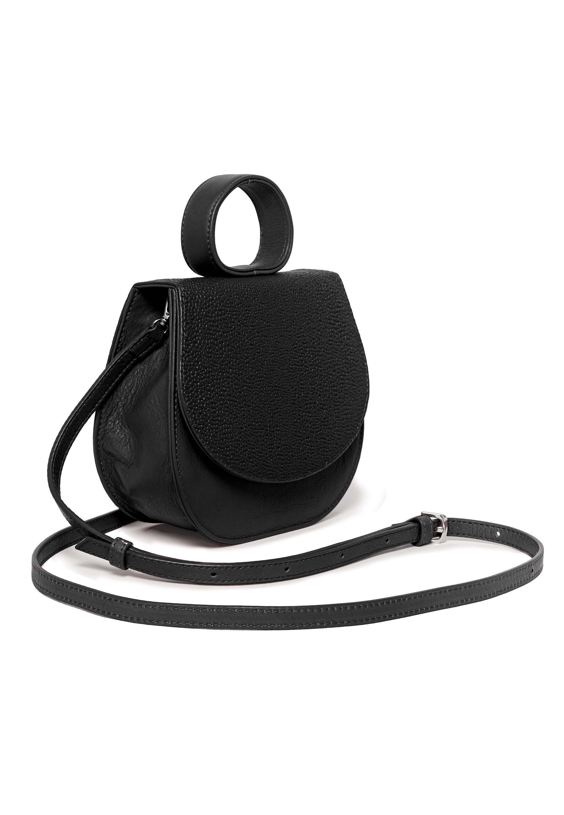 italienischem Kalbsleder Mini Ebony aus Bag, schwarz-schwarz GRETCHEN Loop Schultertasche
