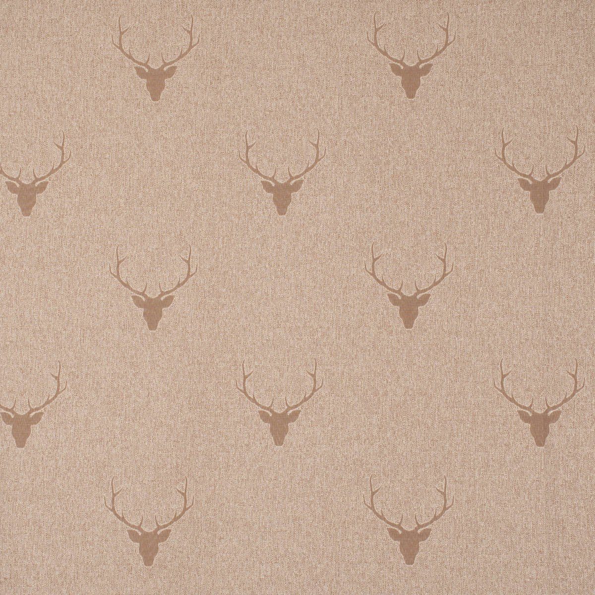 SCHÖNER LEBEN. Tischläufer Jacquard Hirschkopf Geweih beige hellbraun, handmade