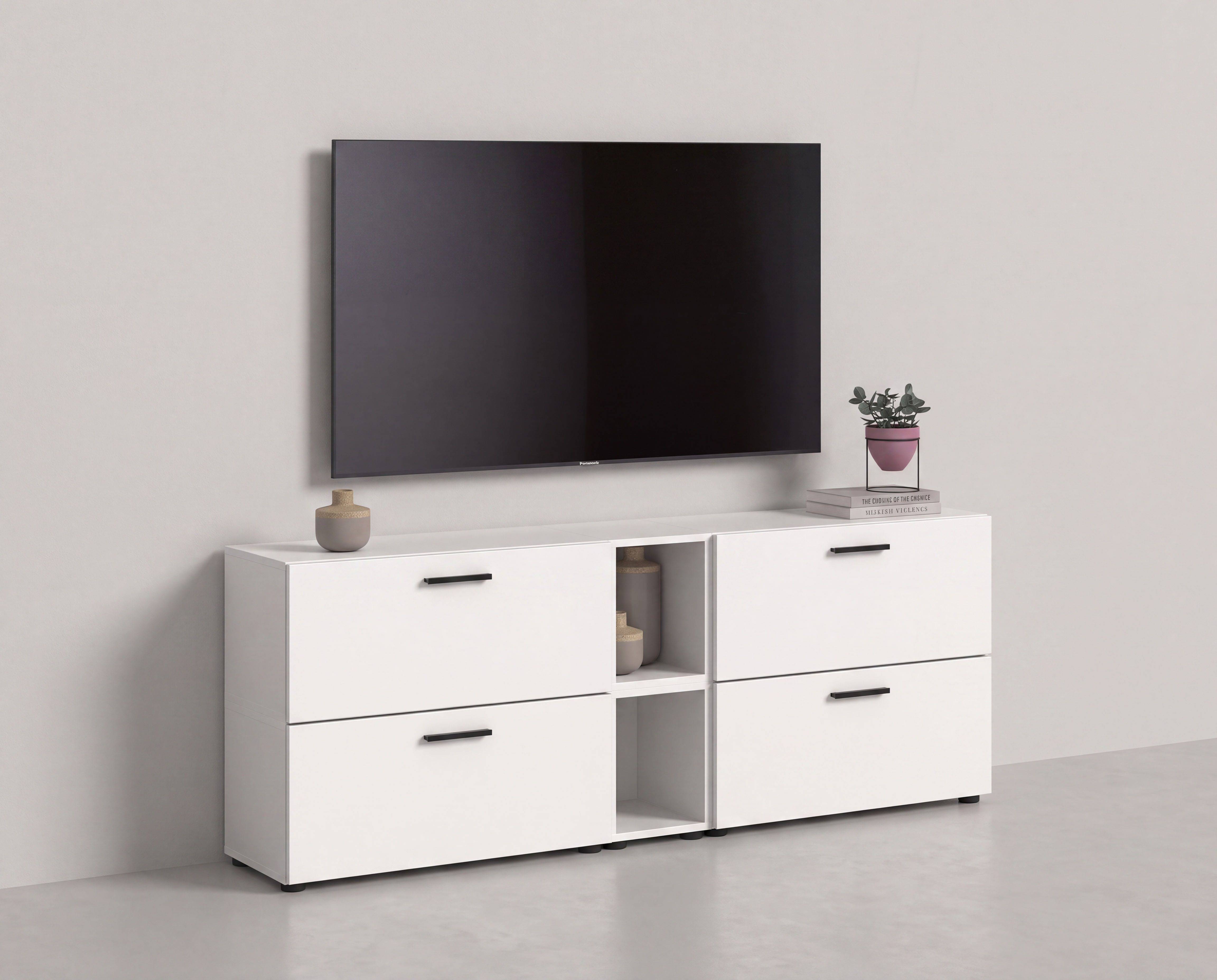 Home affaire Schrank-Set ENESTE, 6-teilig, in verschiedenen Farben, individuell kombinierbar, (2-St., verschiedenste Kombinationmöglichkeiten, stehend oder hängend), Stauraumelement, Kombination, Wohnkombination, Schrankwand, Lowboard