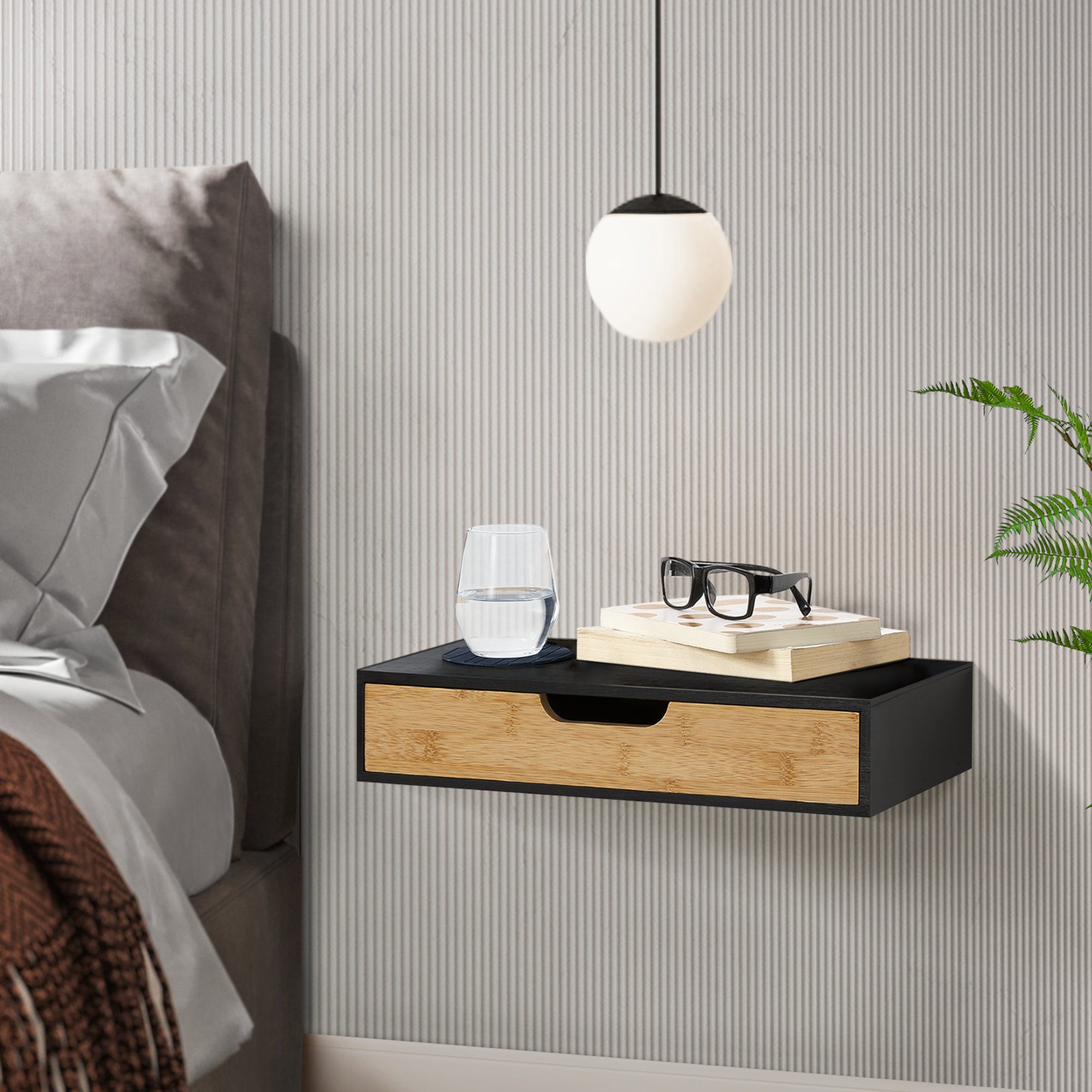 en.casa Wandregal, »Bokn« mit Schublade 40x24x8 günstig online kaufen