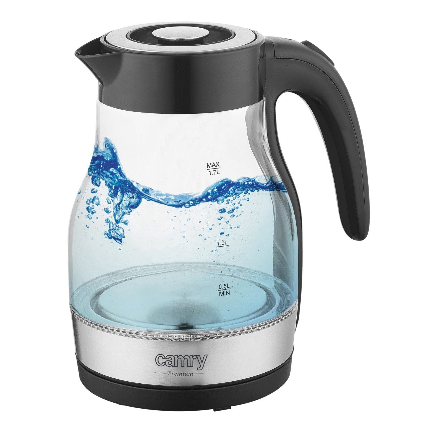 Camry Wasserkocher CR 1300 Wasserkocher - 1,7 L, Edelstahl-Heizelement, LED-Anzeige, 1,7 l, 2200 W, Familiengröße für bis zu 6–7 Tassen – Bild 5 von 5