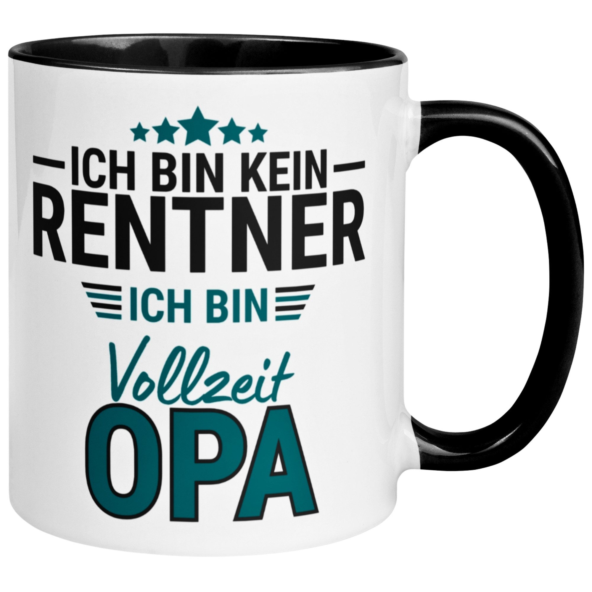 Momentals Tasse Rentner – „Kein Rentner ich bin Vollzeit Opa“ – Geschenk Rente Mann, Gratis Versand · Links-&Rechtshänder · Spülmaschinenfest