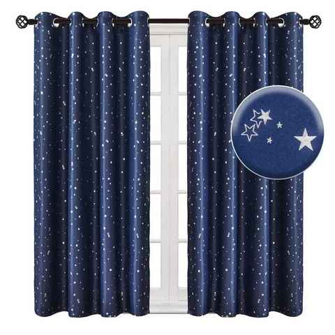 Vorhang 2 Stück Blickdicht Verdunkelungsvorhänge mit Sterne, zggzerg